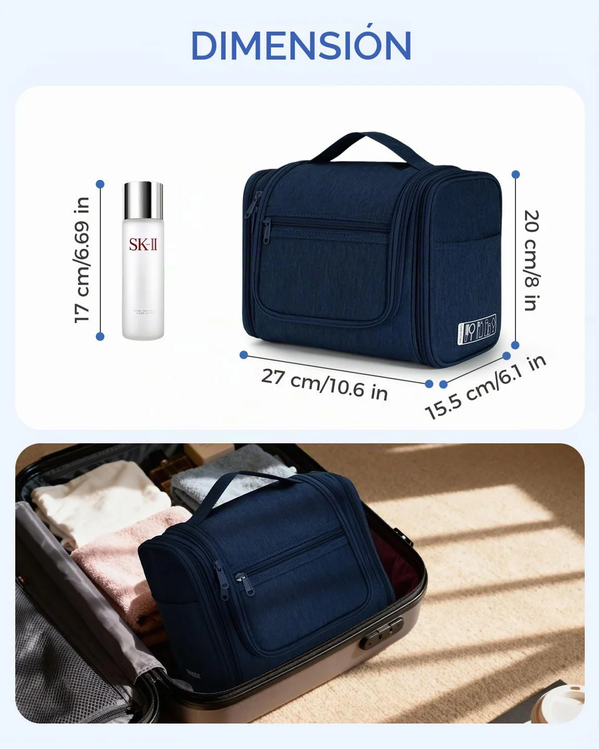 WANDF Neceser para Colgar Impermeable Bolsa de Aseo Colgante Viaje Hombre Bolsa de Cosméticos y Maquillaje para Mujer