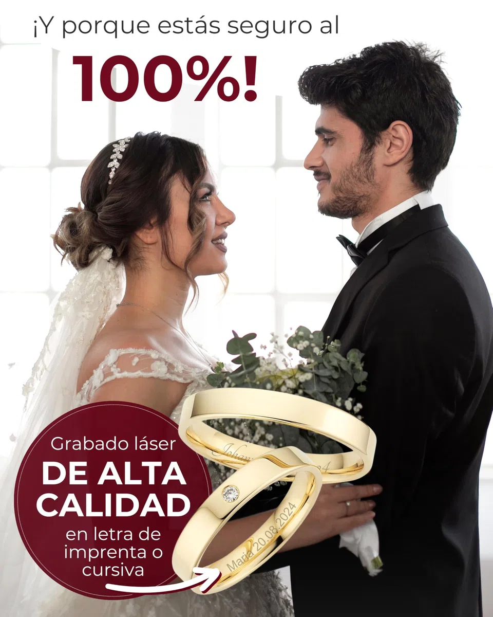 123traumringe Alianzas de oro amarillo de 8 quilates (333) | Anillos de pareja con diamante y estuche | Alianzas grabables de 3 mm de ancho y 1,3 mm de grosor | Tallas 50-72 mm | P18