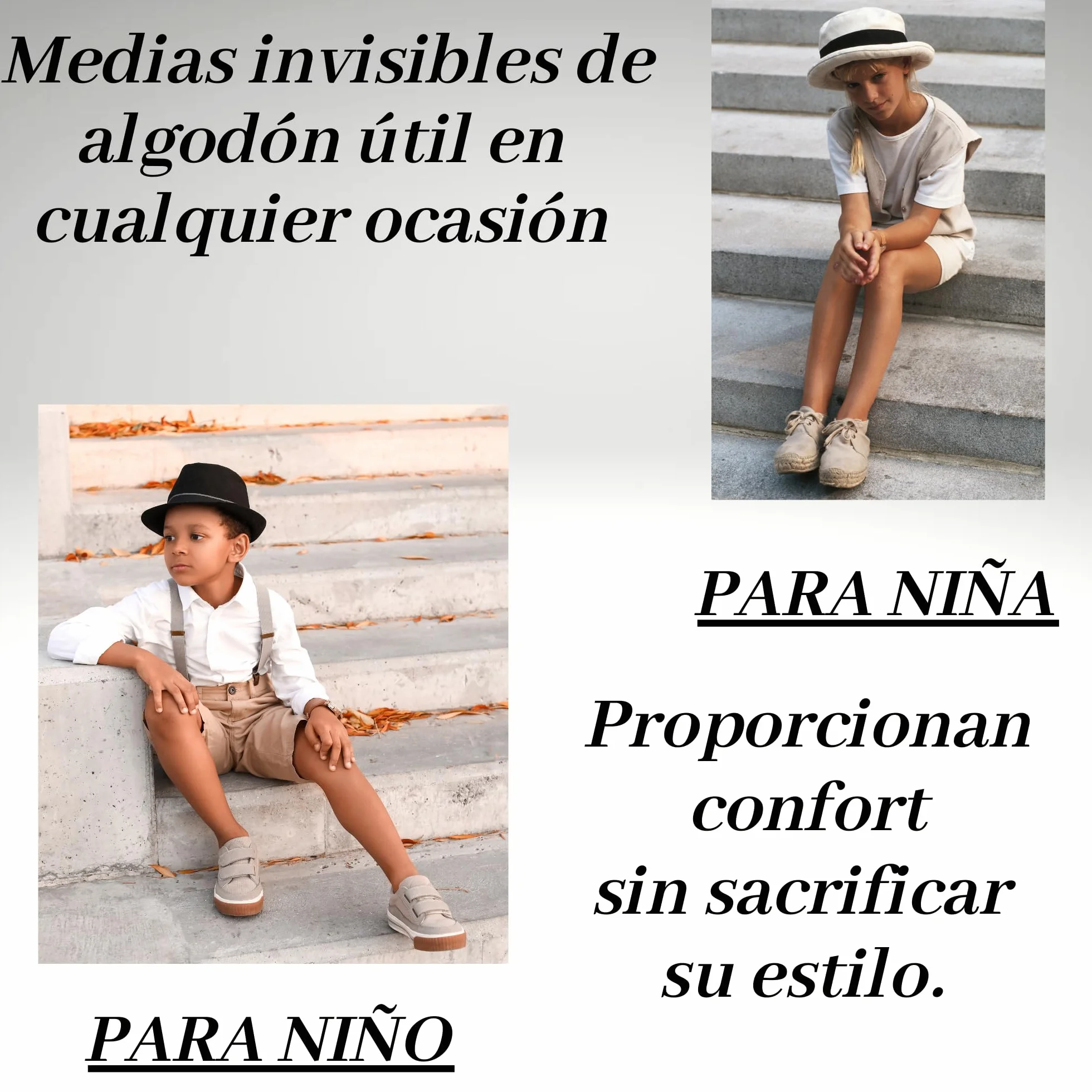 Calcetines invisibles niño niña algodón cortos transpirables antideslizantes silicona