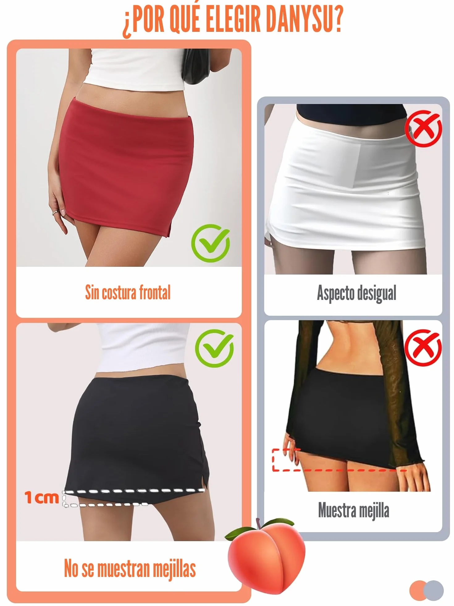 Danysu Minifalda elástica de cintura baja con pantalones cortos con abertura lateral para deportes de uso diario
