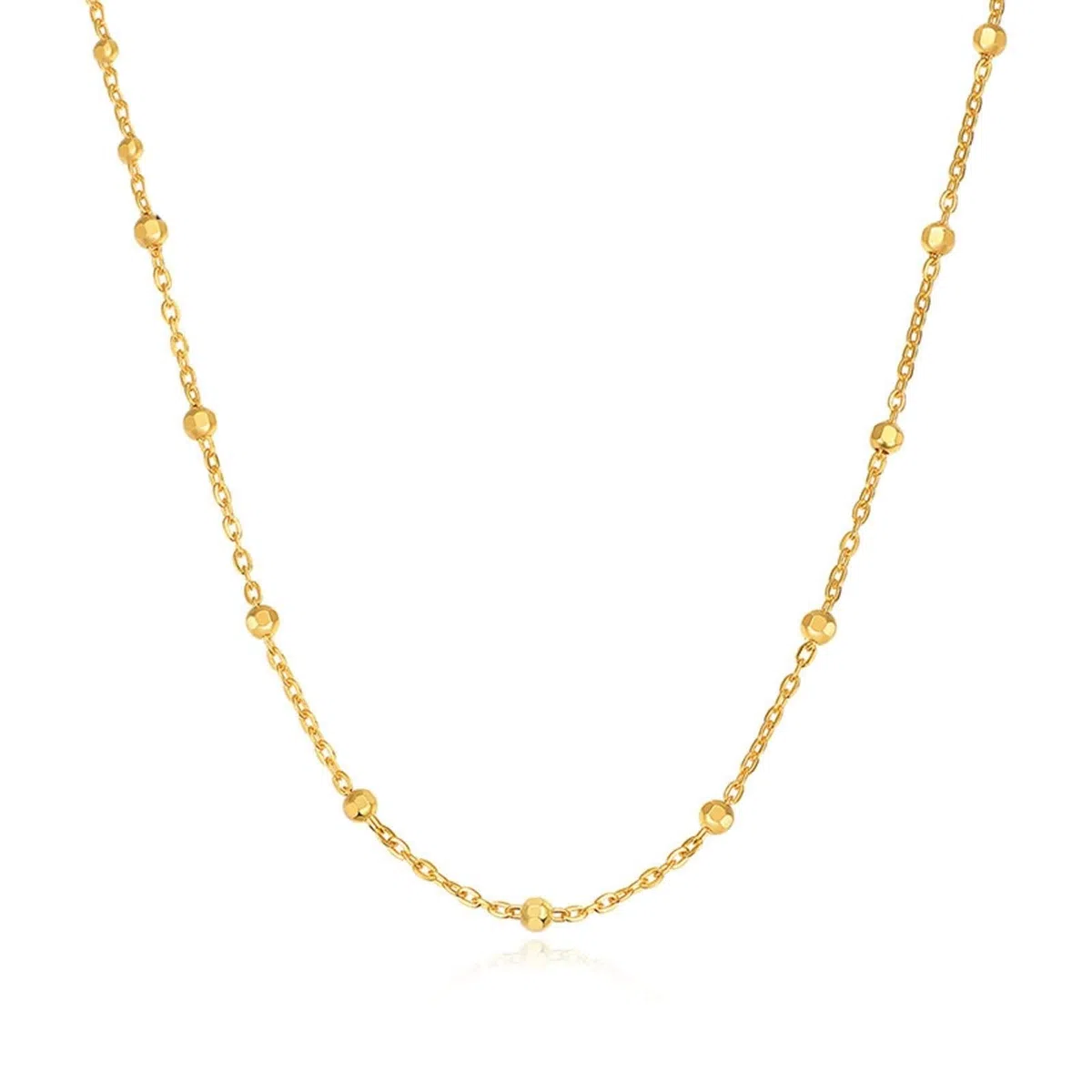 Collar de Cadena de Bolas para Mujer de Oro Amarillo de 18 Quilates para Fiesta de Boda