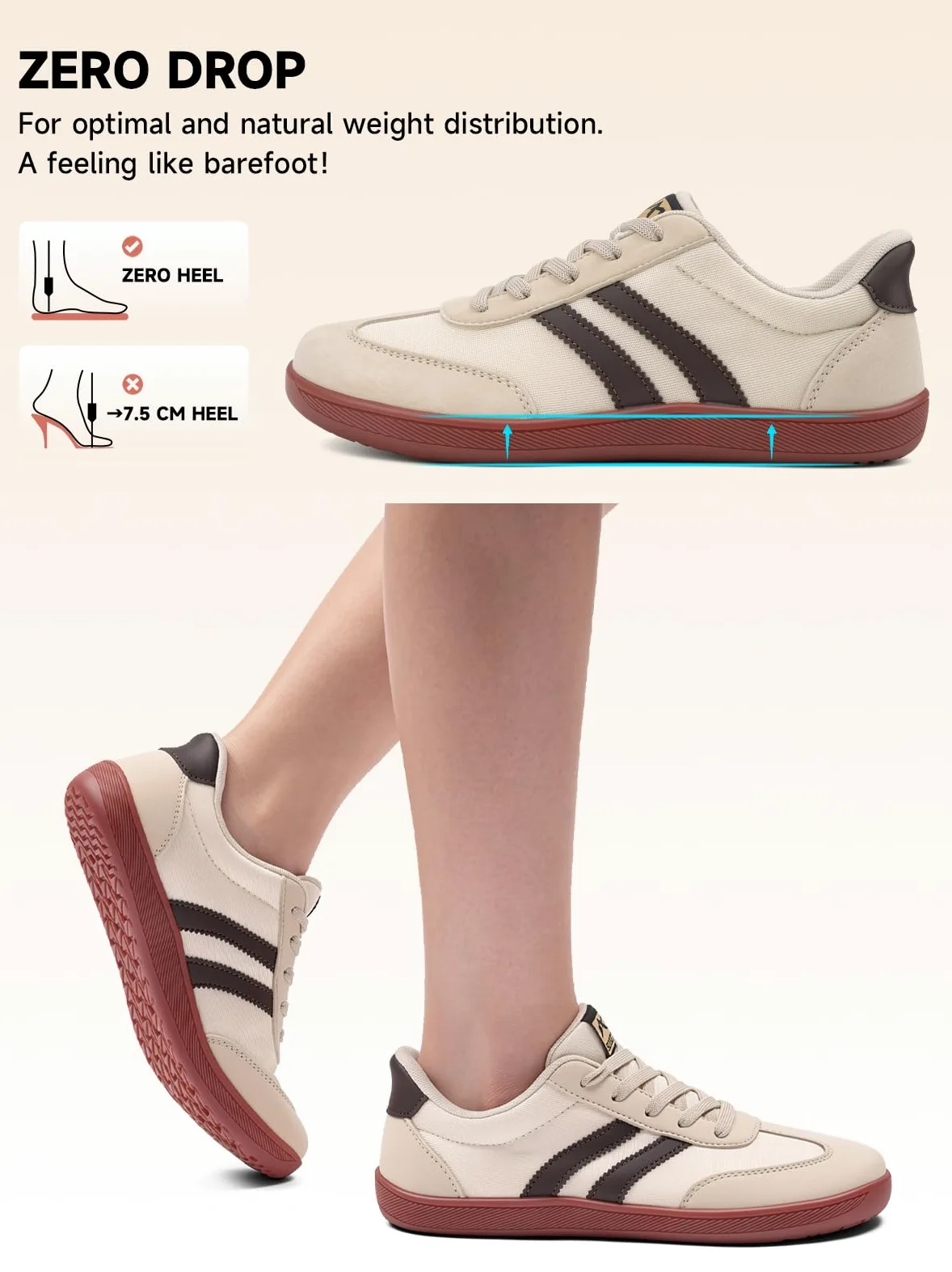 Sosenfer Zapatos descalzos para hombre y mujer, con puntera ancha, retro | Material exterior transpirable, ligero y flexible, suela antideslizante, cómodas zapatillas retro para uso diario y ocio