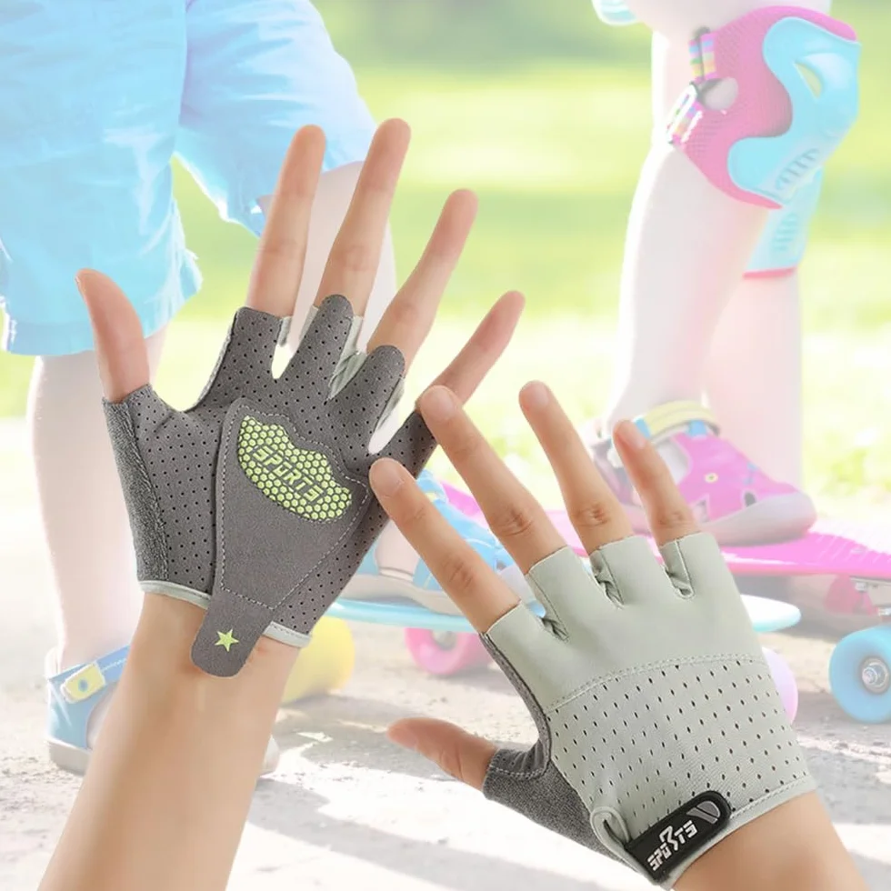 Guantes Bici Niño,Guantes Niño,Guantes Sin Dedos,Palms Protección Antideslizantes Cómodos y Transpirables para Patinaje sobre Hielo, Bicicletas, Scooters, Clases de Educación Física(Rosa,M)