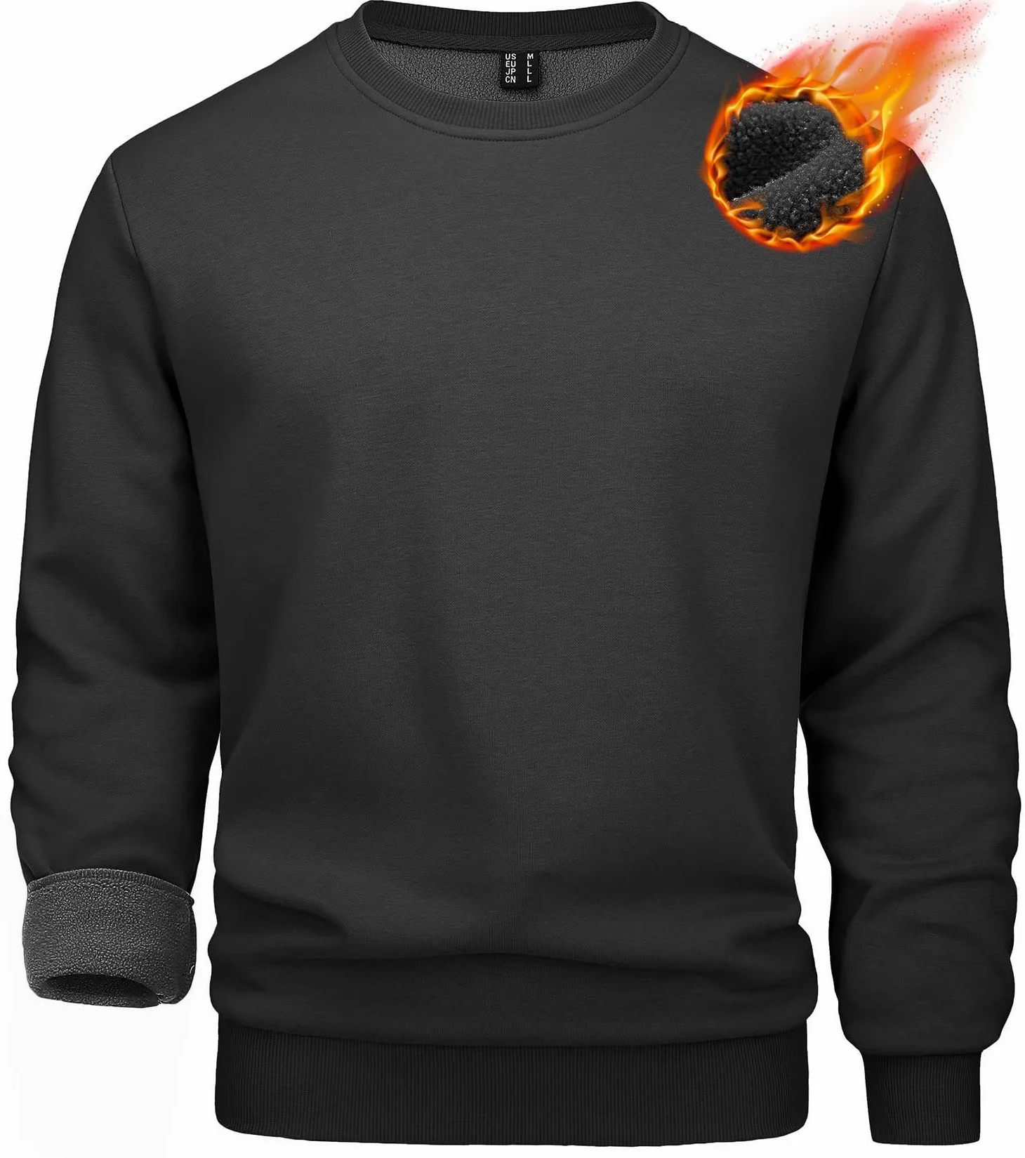 MAGCOMSEN Hombres Clásico Sudaderas sin Capucha Forro | Polar Pullover Invierno Manga Larga Running Jumper Suéter