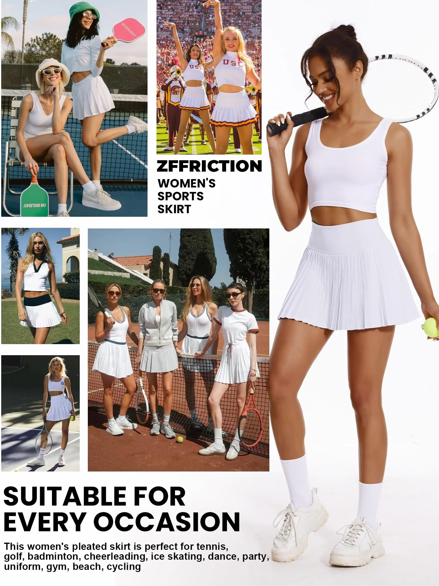 Falda de Tenis Plisada Mujer con Bolsillo Falda Pantalon Cintura Alta Elástica Falda de Golf Atléticas para Verano, Yoga, Senderismo, Correr