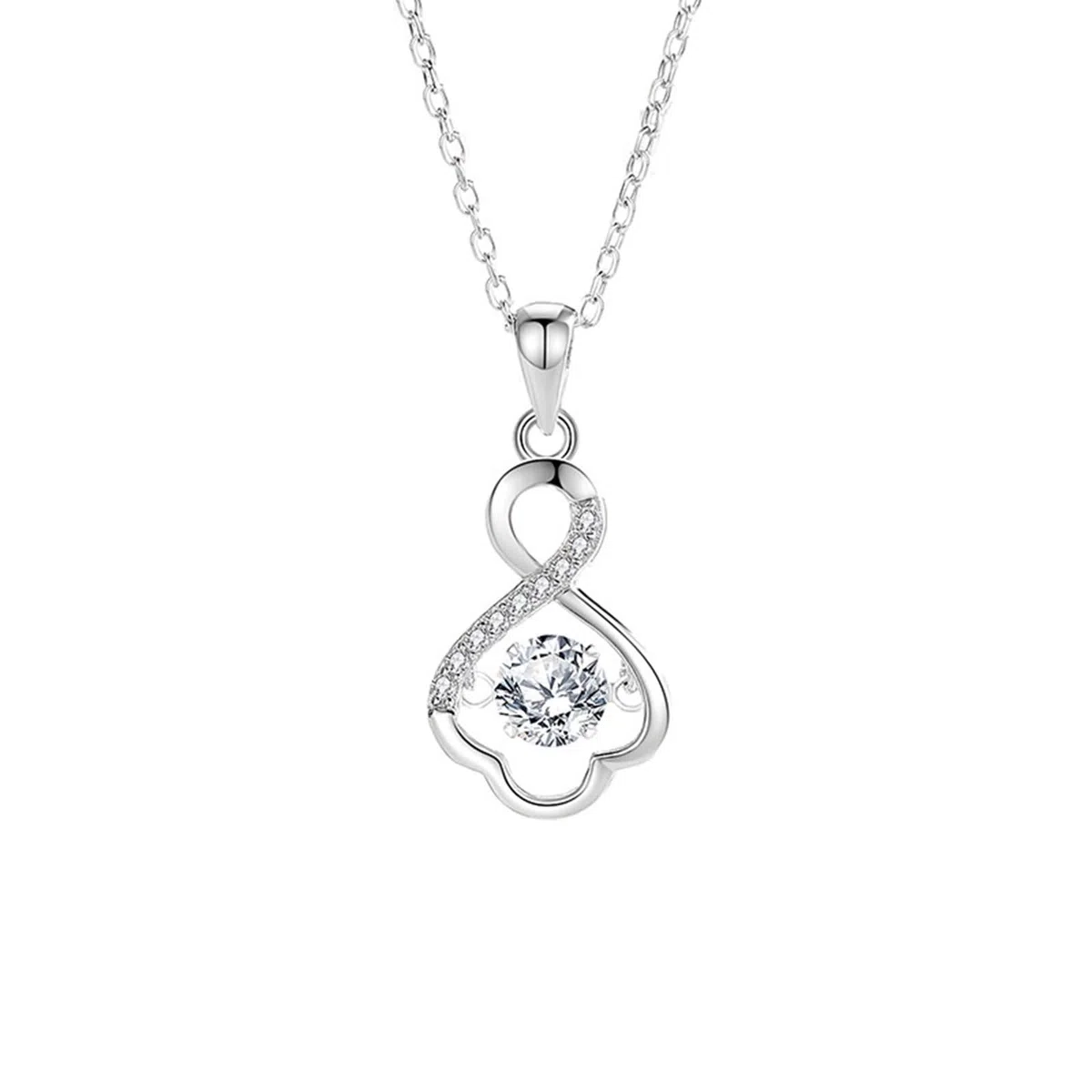 Collares de oro blanco de 9K/14K/18K para mujer, collares de oro real de 14 quilates para mujer, infinito hueco, moissanita