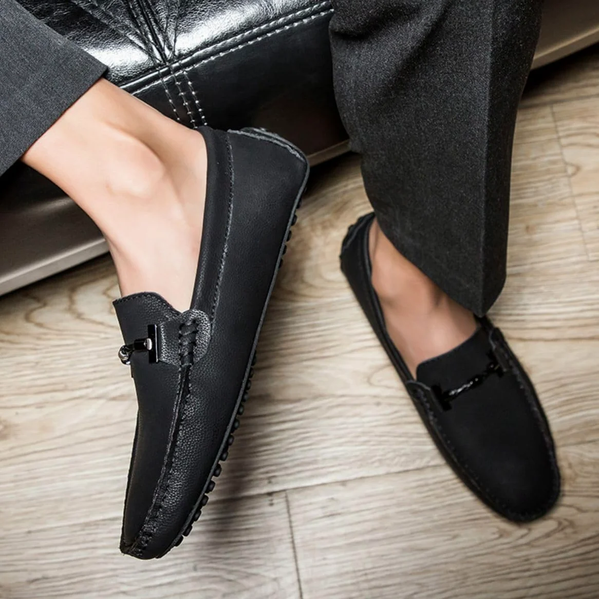 Mocasines para Hombre de Cuero Moda Slip-on Shoes Driver Shoes Casual Flat Shoes 38-49 EU