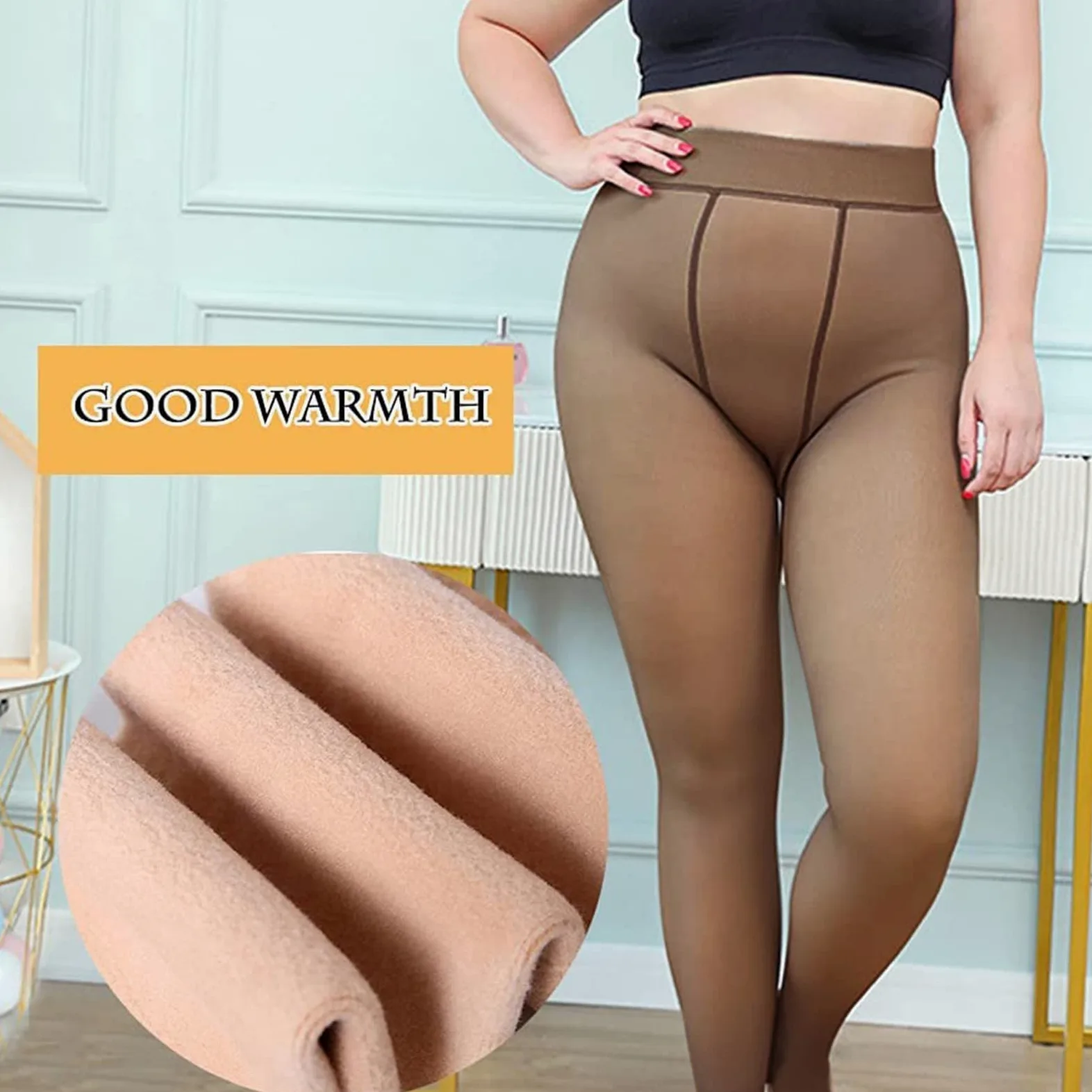 MJGkhiy Medias térmicas de forro polar para mujer efecto velado Medias de talla grande Curvy Mallas térmicas de cintura alta de invierno pantalones cálidos gruesos medias de invierno de felpa