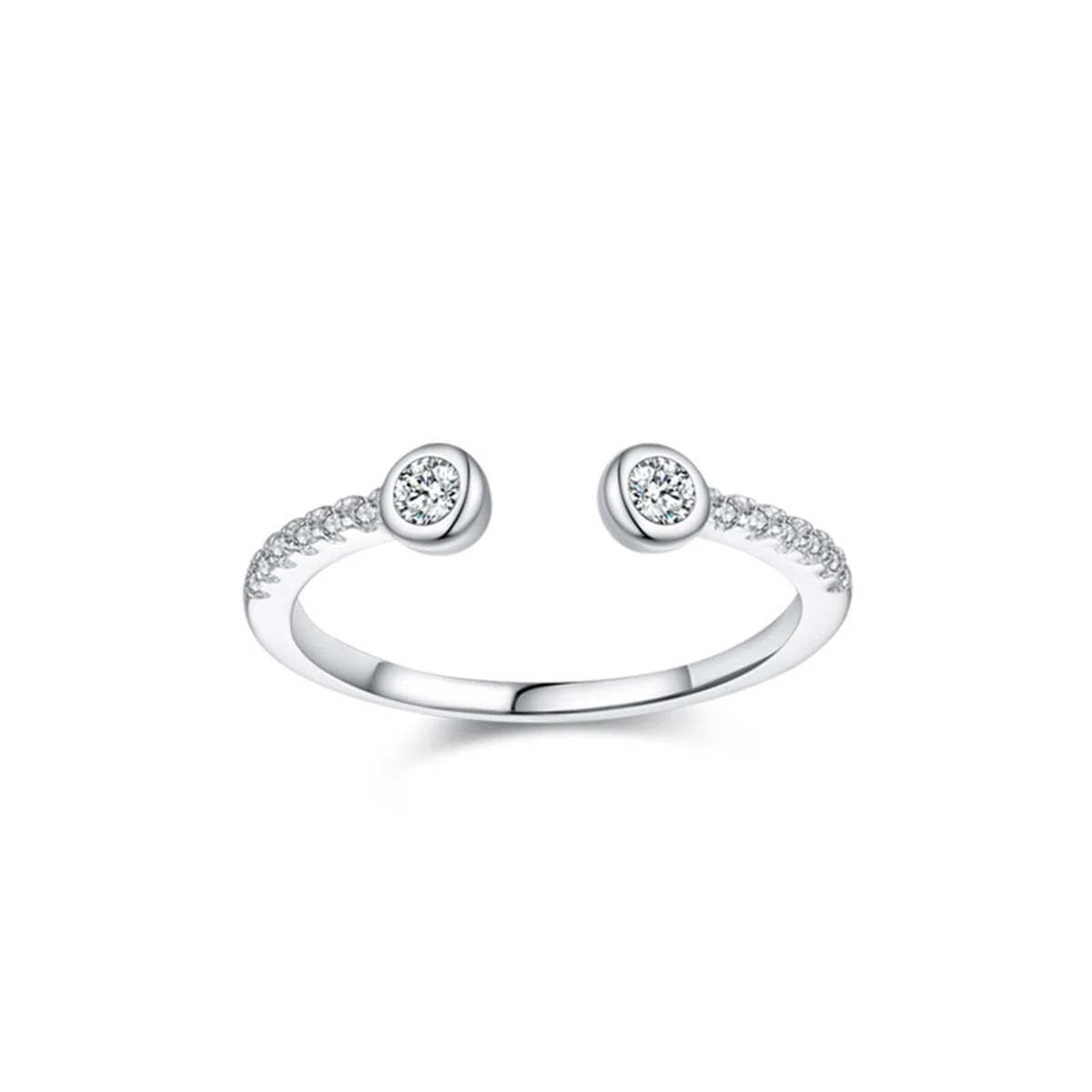 KnSam Anillo de boda de oro blanco Au 375/585/750, anillo apilable, forma abierta, anillo solitario con diamante creado en laboratorio, oro blanco de 9 K/14 K/18 K, talla 47-65