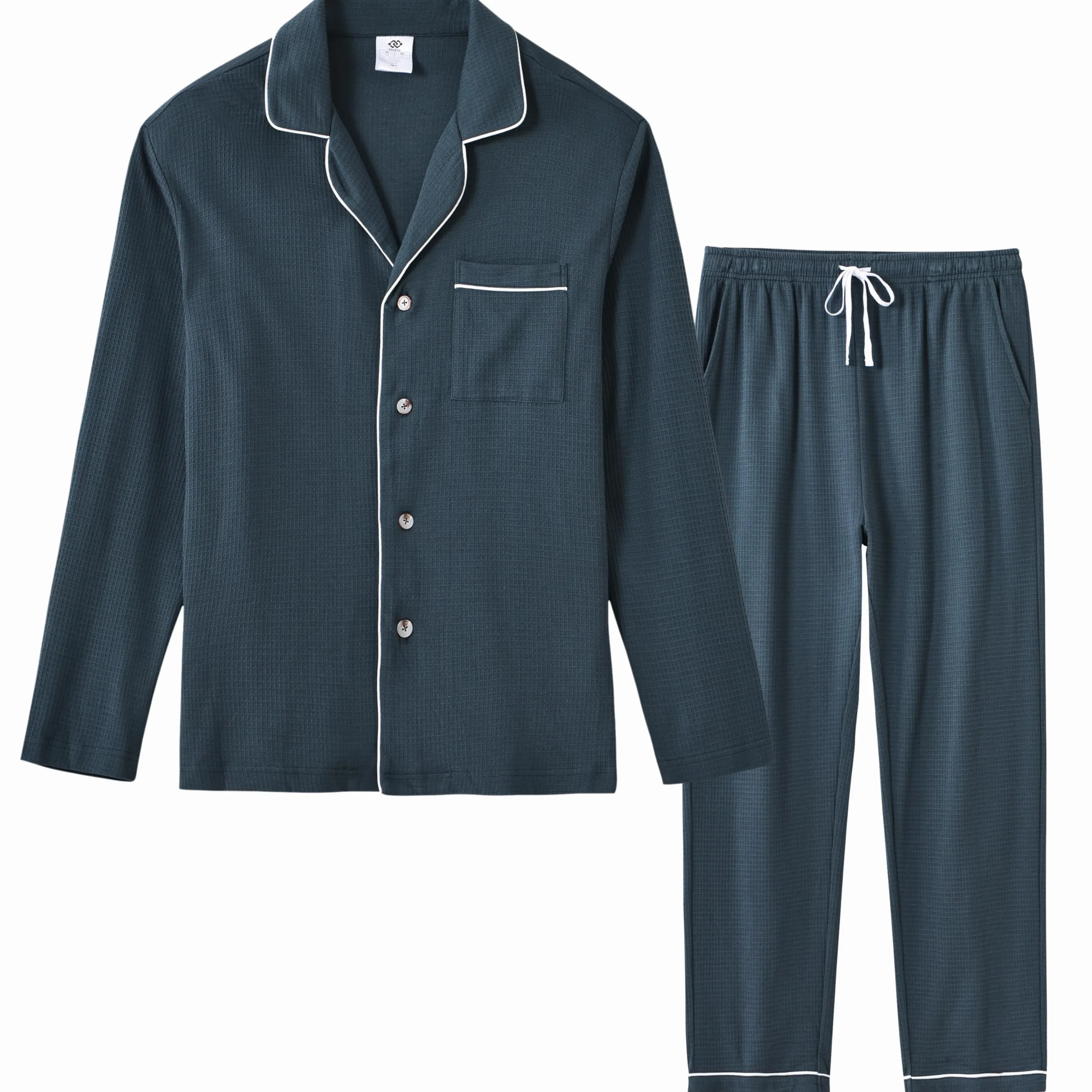 MoFiz Pijama Hombre Largo Otoño Invierno Conjunto de Pijamas con Botones Algodón Modal Suave y Cómoda Manga Larga Camisetas de Pijama y Pantalones Talla M-4XL