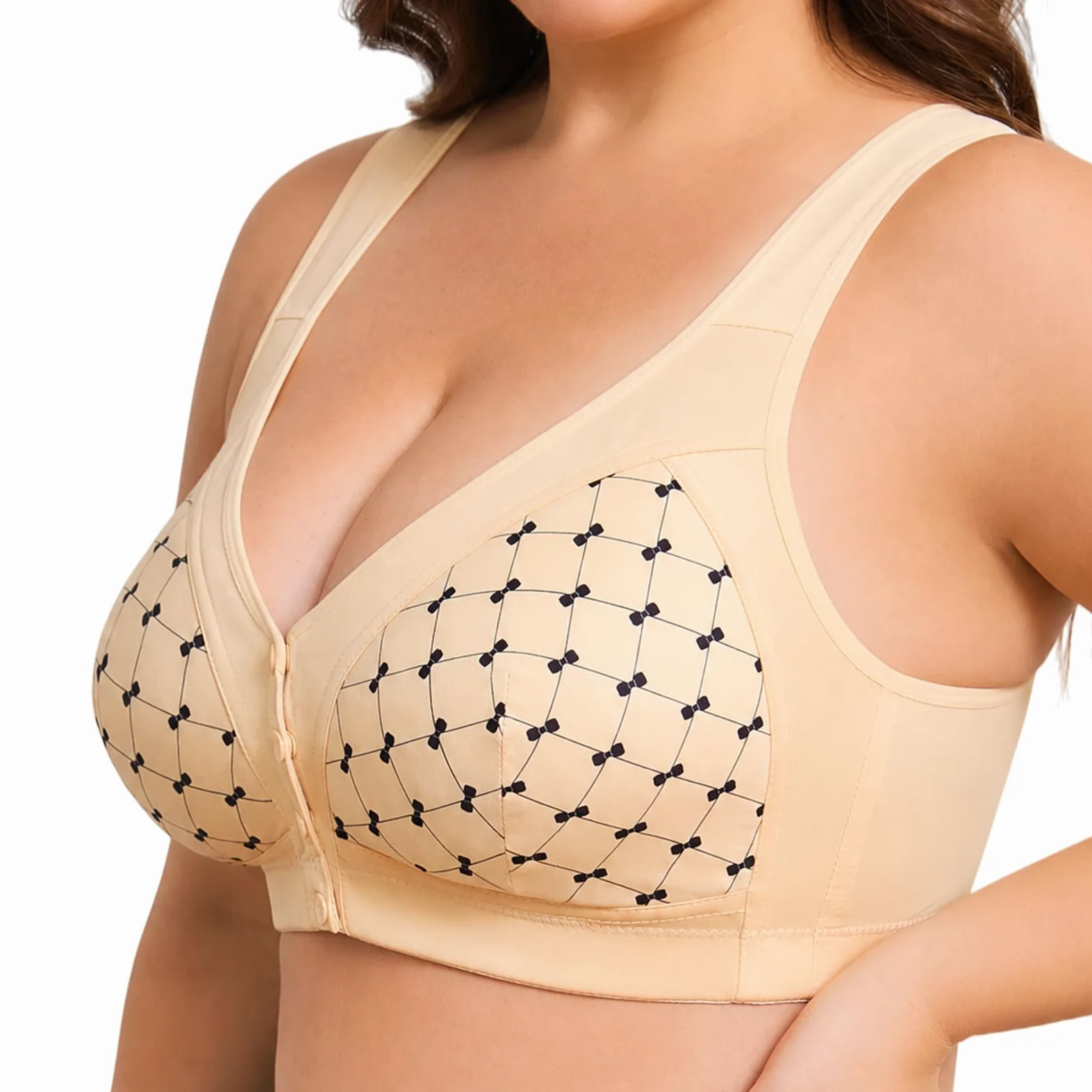 Práctico Juego De 4 Ropa Interior Mujer Sujetador Cierre Delantero Top Lactancia Algodon Sujetadores Sin Aros Comodos Reductores Talla Grande Postoperatorio Pecho