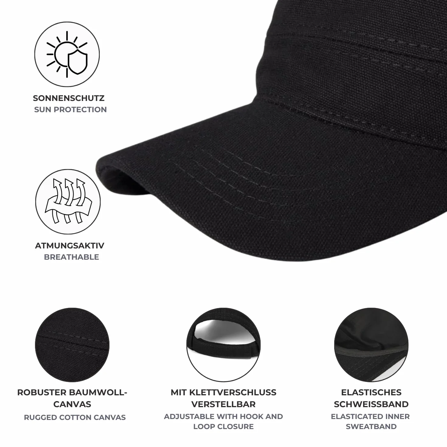 styleBREAKER Gorra Militar Unisex de Lona con Visera Curva Ajustable
