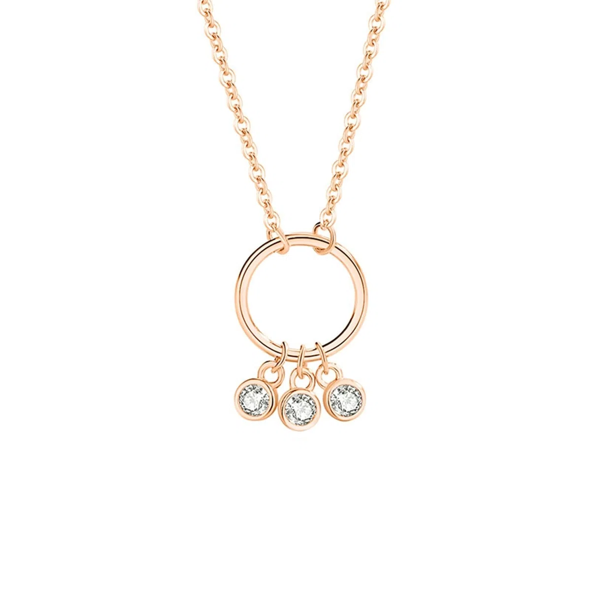 Collar de oro para mujer, collar de moissanita con tres biseles para mujer, moissanita
