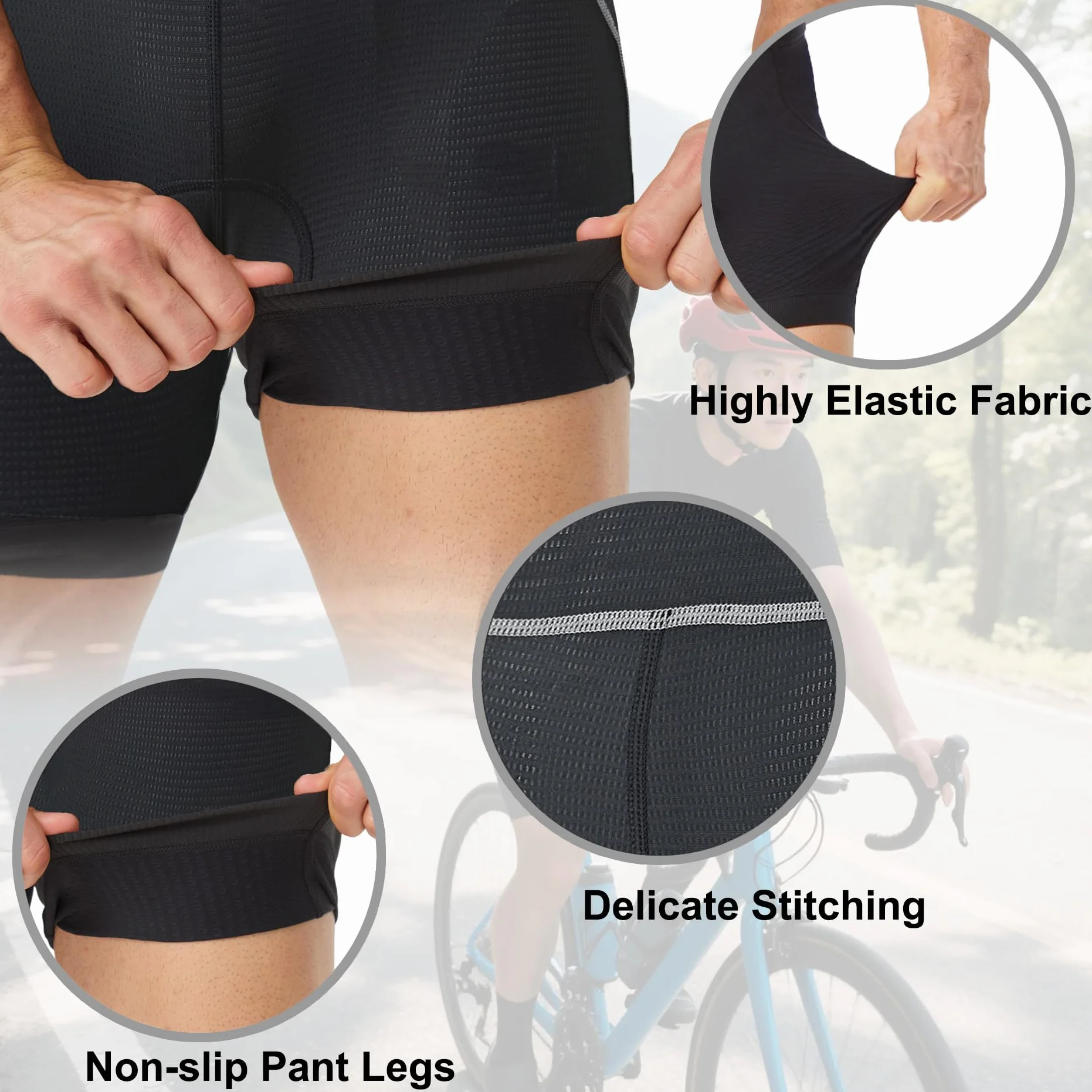 Culotte Ciclismo Hombre Acolchado Bicicleta MTB Pantalon Ciclista para Ropa Secado Rápido Alta Elasticidad