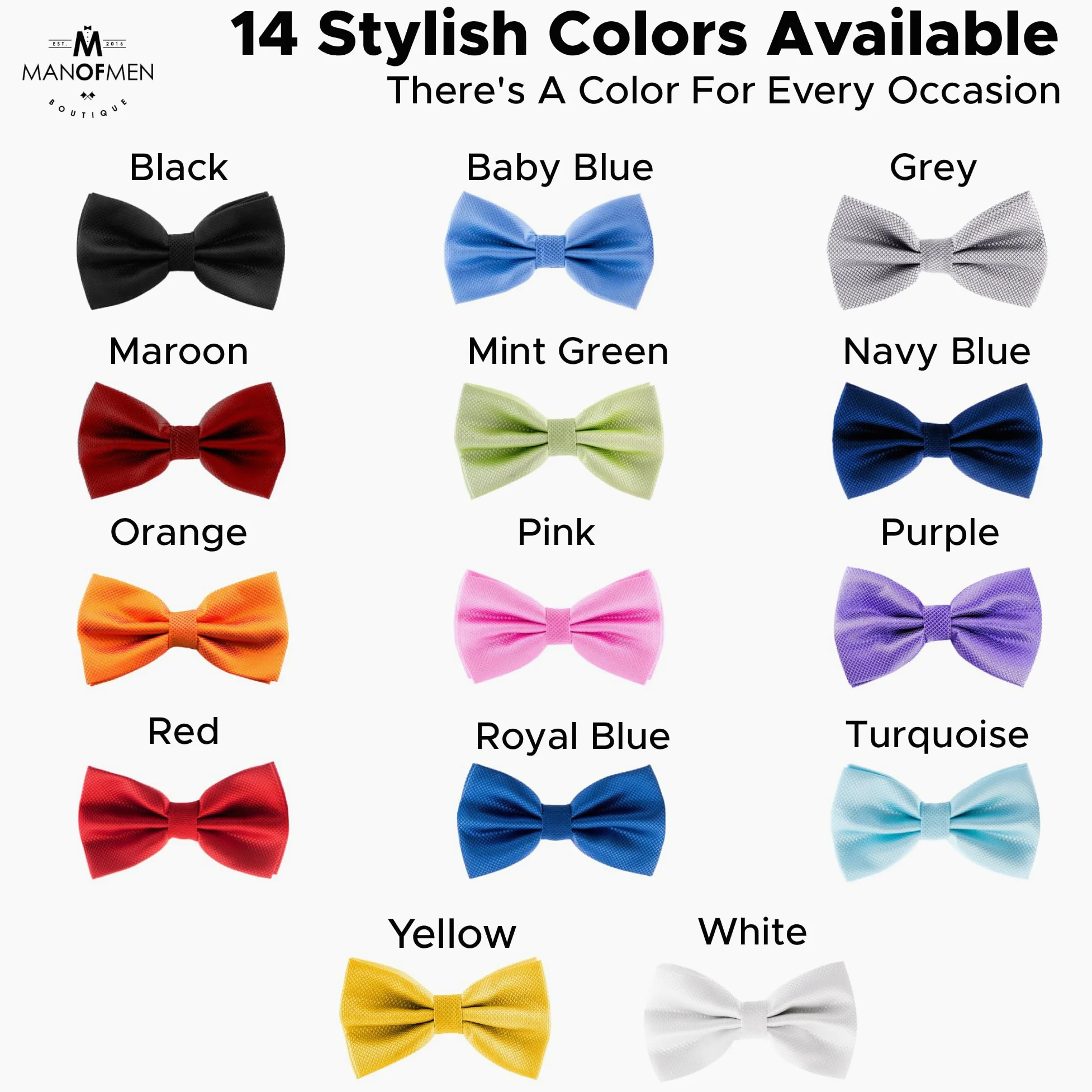 Man of Men Pajaritas para hombre preatadas formales, longitud ajustable, gran variedad de colores disponibles