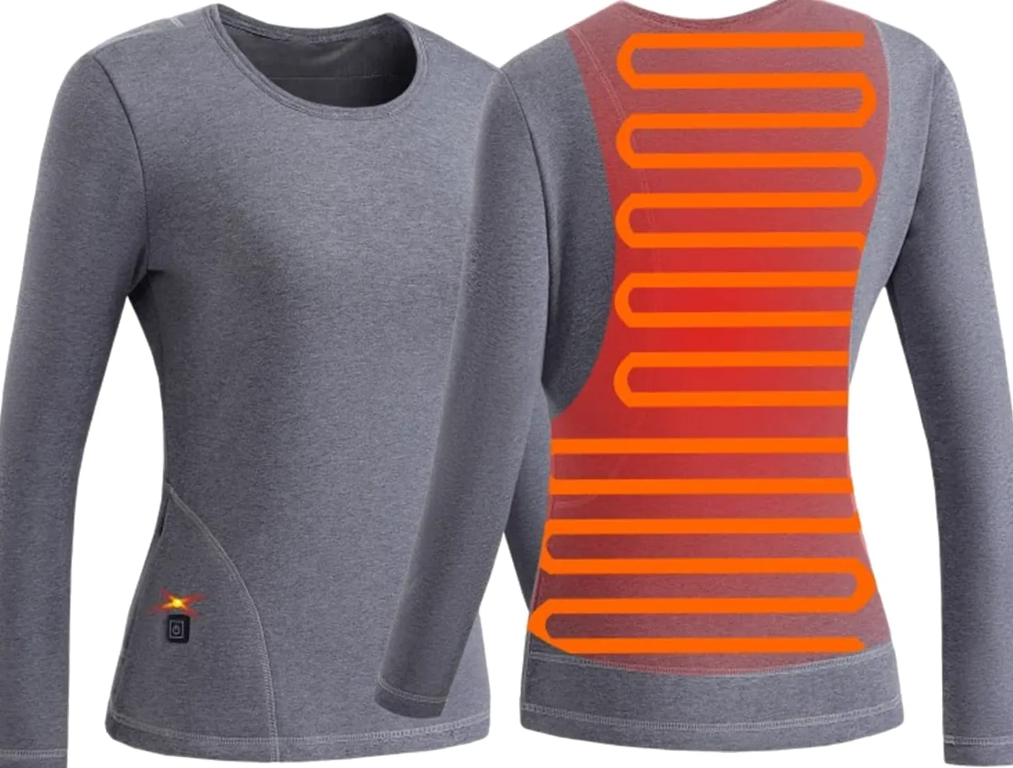 Ropa Interior térmica for Mujeres y Hombres, Camisetas térmicas con calefacción eléctrica, Temperatura Ajustable de 3 Niveles (sin batería) (Color : Women Grey, Size : 4XL-4XLarge)