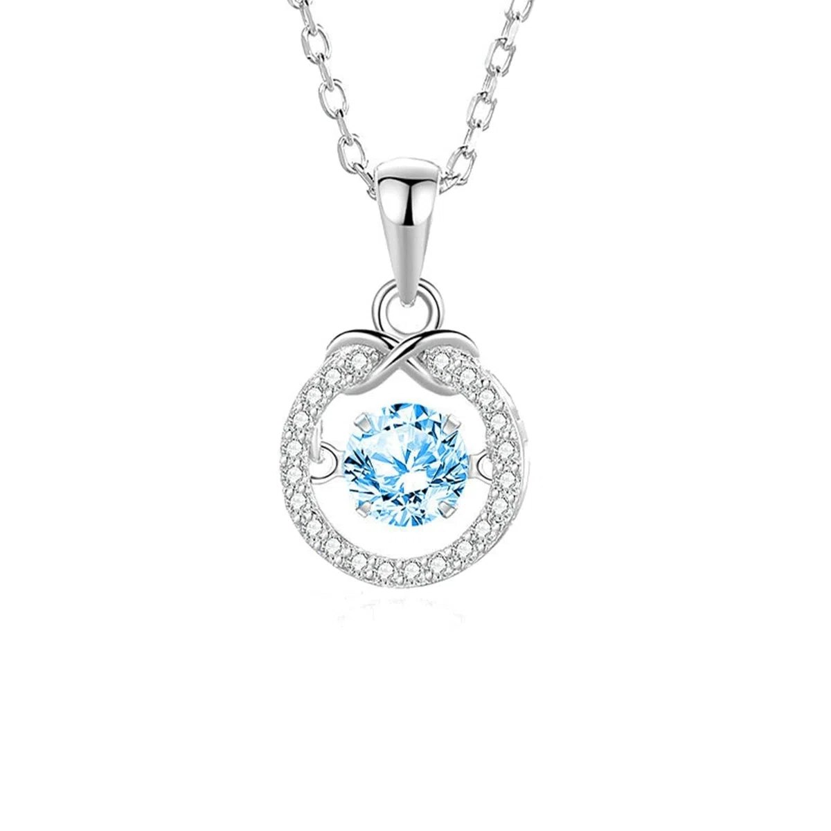 Collares de platino infinito para mujer, collar de topacio, platino Pt950, ajuste flotante infinito para novia, diamante