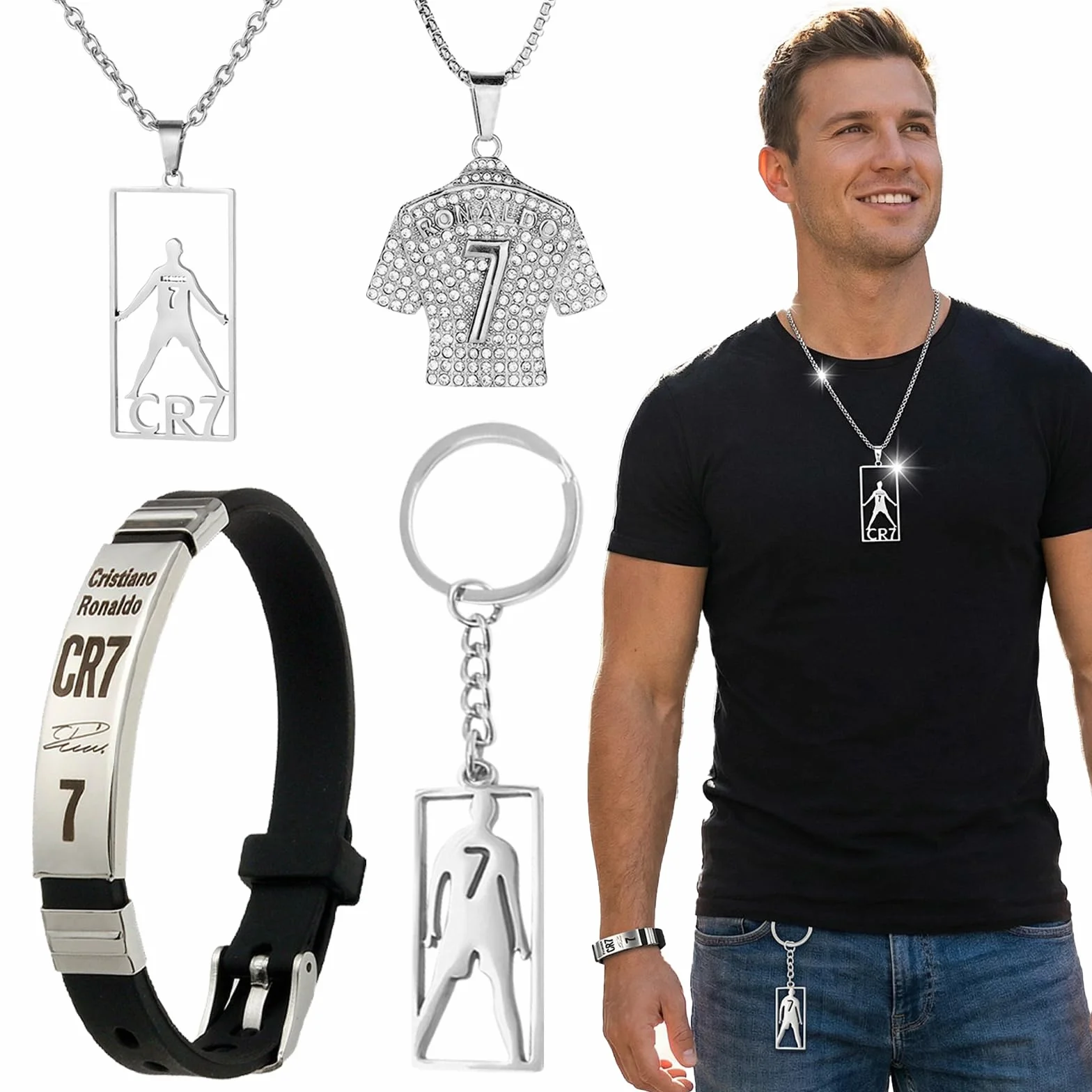 4 Piezas Juego de Cadena con Collar y Pulsera de Fútbol para Niños, Futbol Pulsera de Regalos, pulsera de fútbol para niños, Regalo para Aficionados