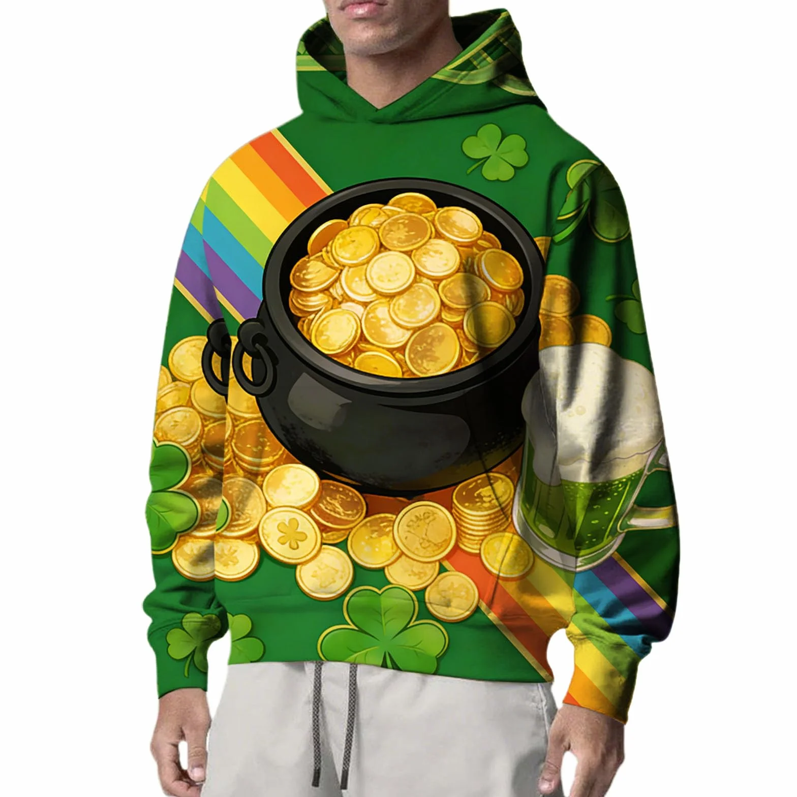 Ropa Protección Solar Camiseta del Día De San Valentín para Niños, Sudaderas con Capucha Manga Larga, Atuendo, Irlandesa Divertida Top Hombre (Black, S) Mangas Proteccion Camisa Corta