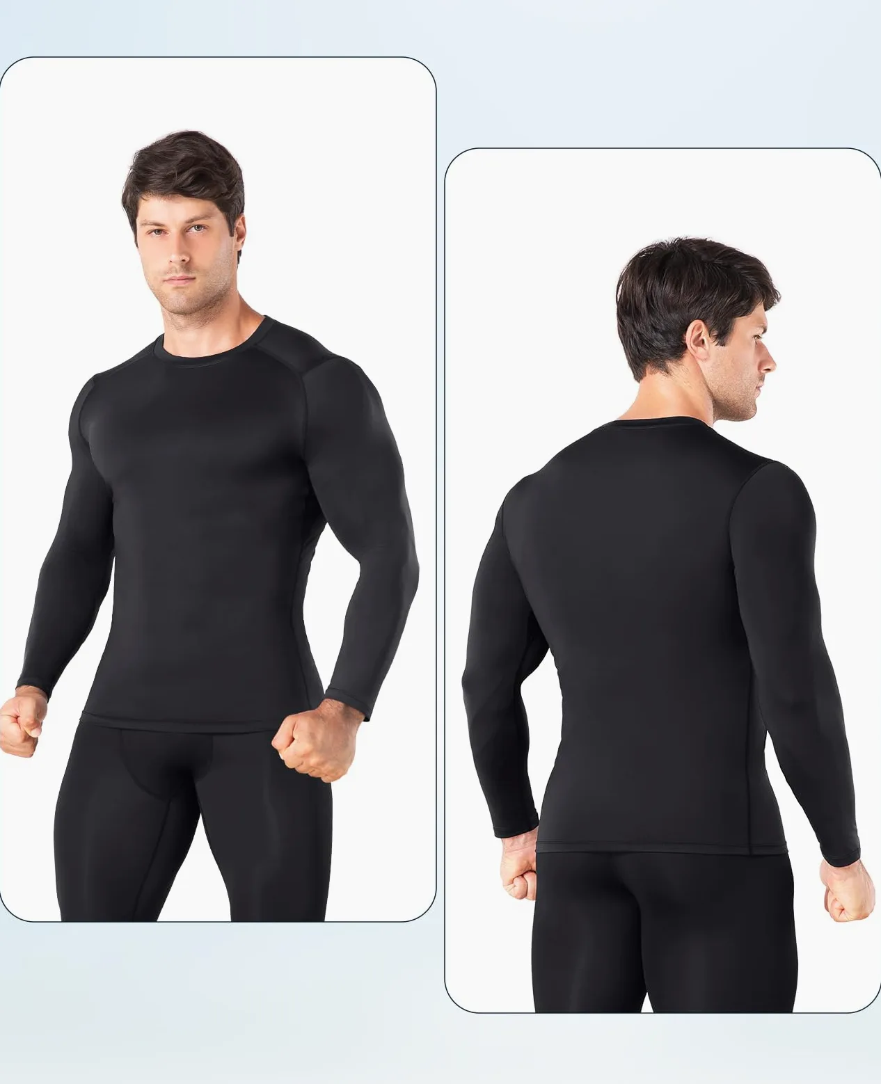 Niksa 1/2/3 unidades de camiseta de compresión para hombre, camiseta funcional de manga larga, cuello redondo, transpirable, para correr, entrenamiento, fitness