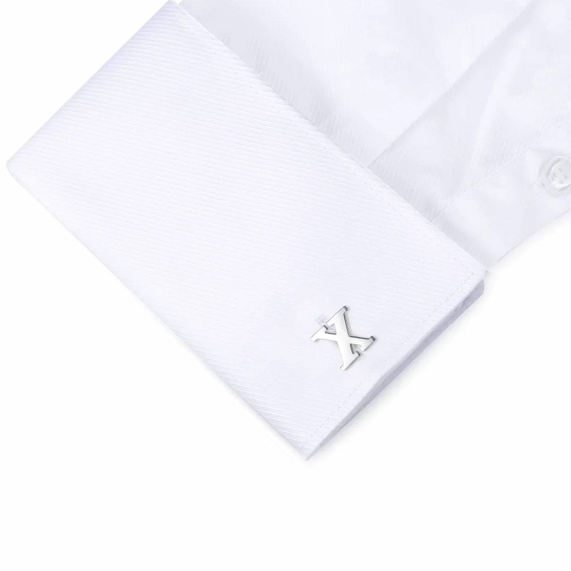 HONEY BEAR Gemelos Camisa de hombre de metal, Acero inoxidable,Nombre Carta Letra Iniciales A-Z,plata (1 par X)