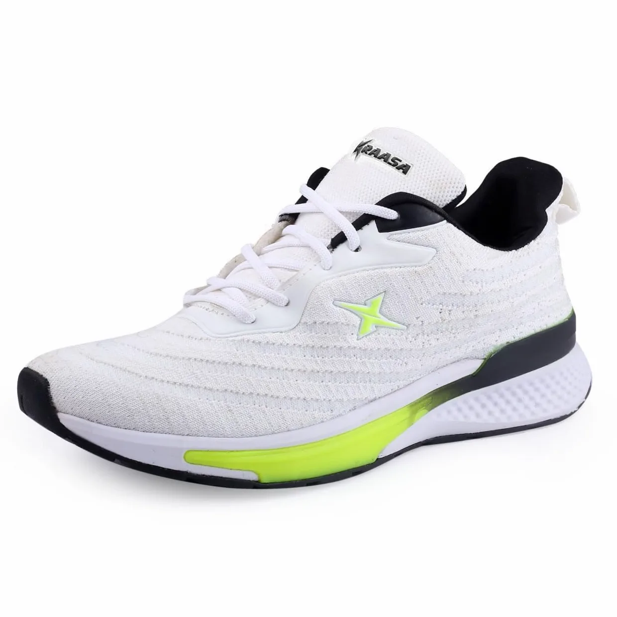 Kraasa Zapatillas de correr para hombre | Plantilla de EVA acolchada suave | Zapatos para caminar y gimnasio para hombre, White1, 10 UK