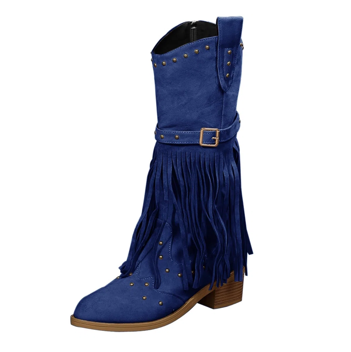 Botines de cuña para mujer, botines de vaquero para otoño, punta puntiaguda