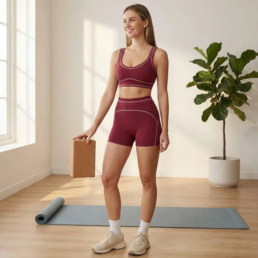 Conjunto de Yoga para Mujer, chándal Deportivo, Sujetador Deportivo, Conjunto de Gimnasio, Ropa Deportiva para Fitness, Correr y Entrenar.-Negro1-L