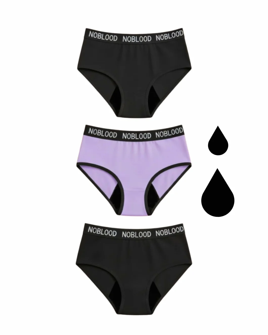 NoBlood - 3 Bragas Menstruales Niñas 10-18 años Flujo Abundante Algodón | Para adolescentes: shorts menstruales cómodos para chicas activas. Perfectos para el día a día y el deporte.