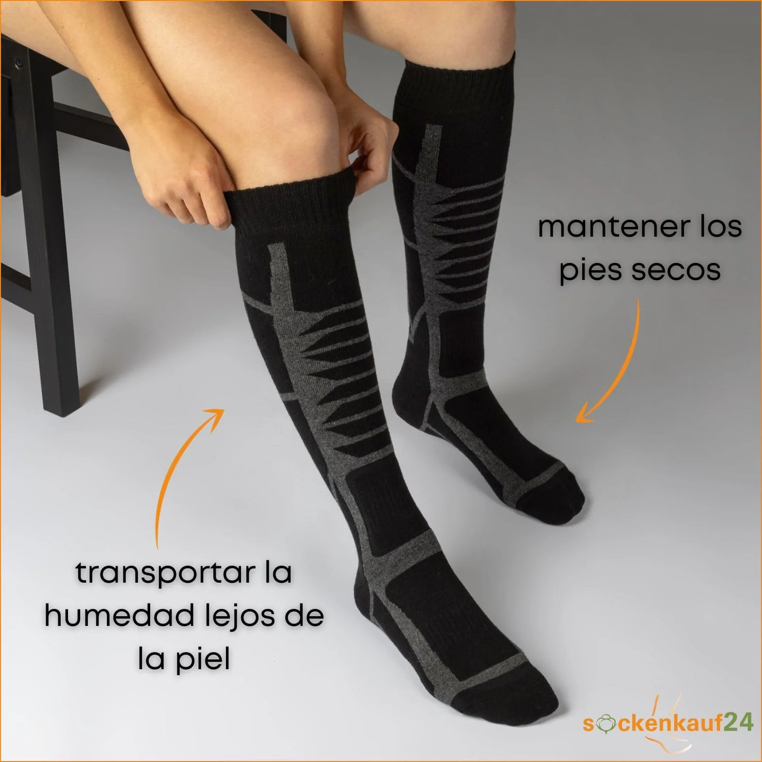 sockenkauf24 2 Pares Calcetines Esqui Hombre y Mujer Calcetines Altos Termicos