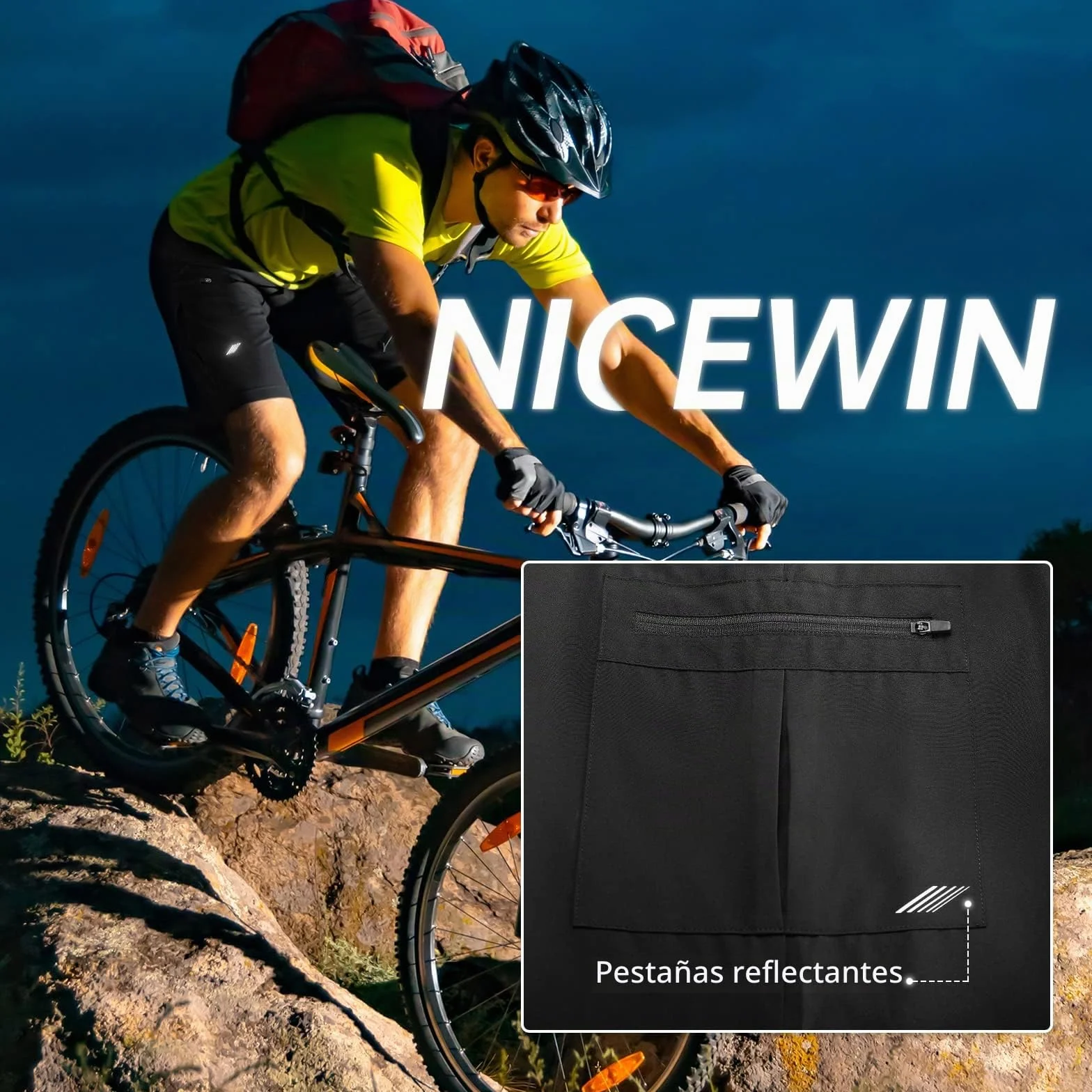 Pantalones cortos de bicicleta de montaña para hombre con ropa interior acolchada 4D extraíble, ligeros, pantalones cortos de ciclismo MTB, ajuste holgado, pantalones cortos de bicicleta