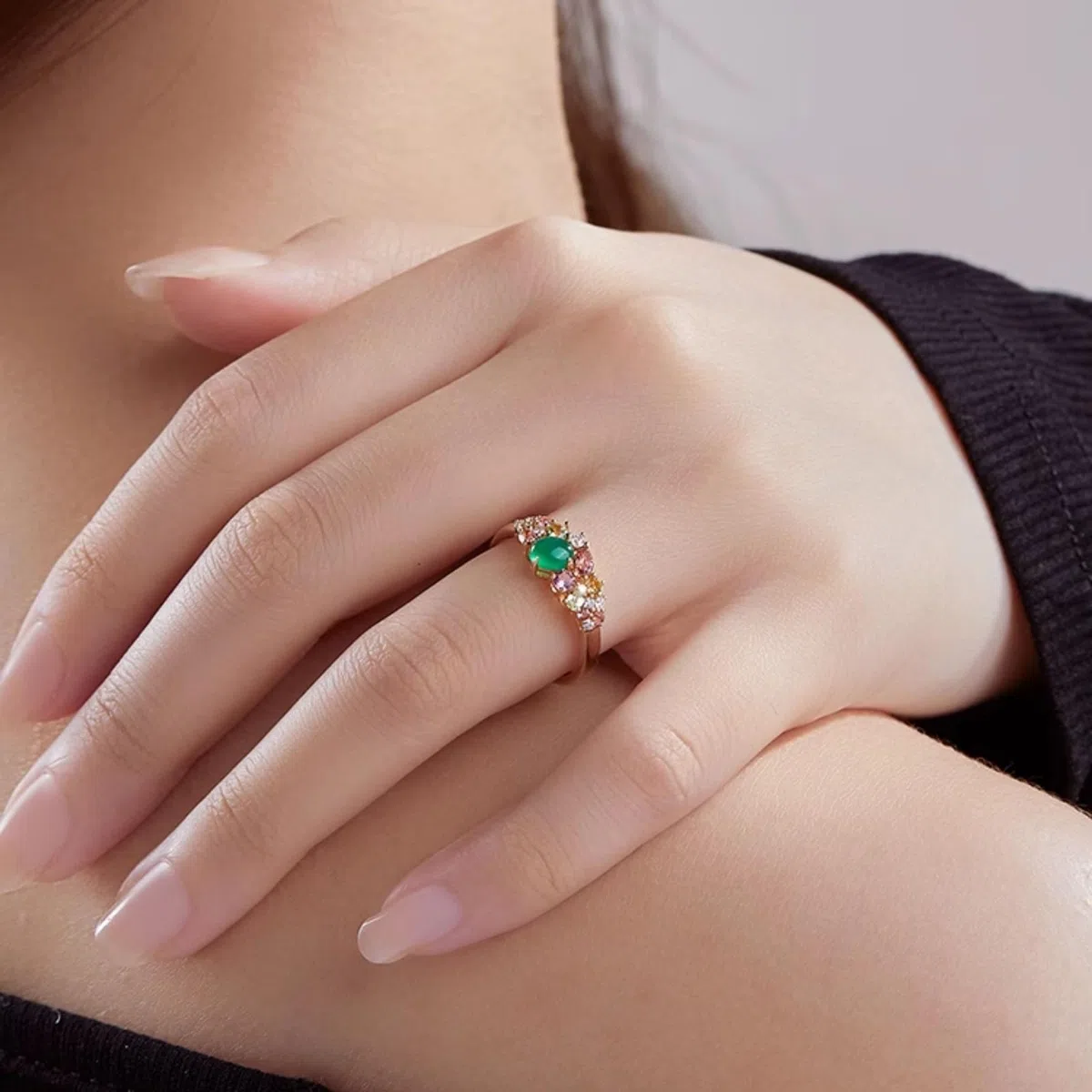 Anillos de compromiso de oro amarillo para mujer, auténticos, anillos de compromiso con turmalina, alianzas de oro auténtico, elegantes anillos de boda