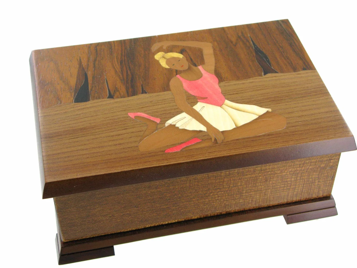 Lutèce Créations Caja de música para joyas/joyero musical de madera con bailarina, marquetería bailarina y mecanismo musical de resorte de 18 notas - La bella durmiente (P. I. Chaikovski)