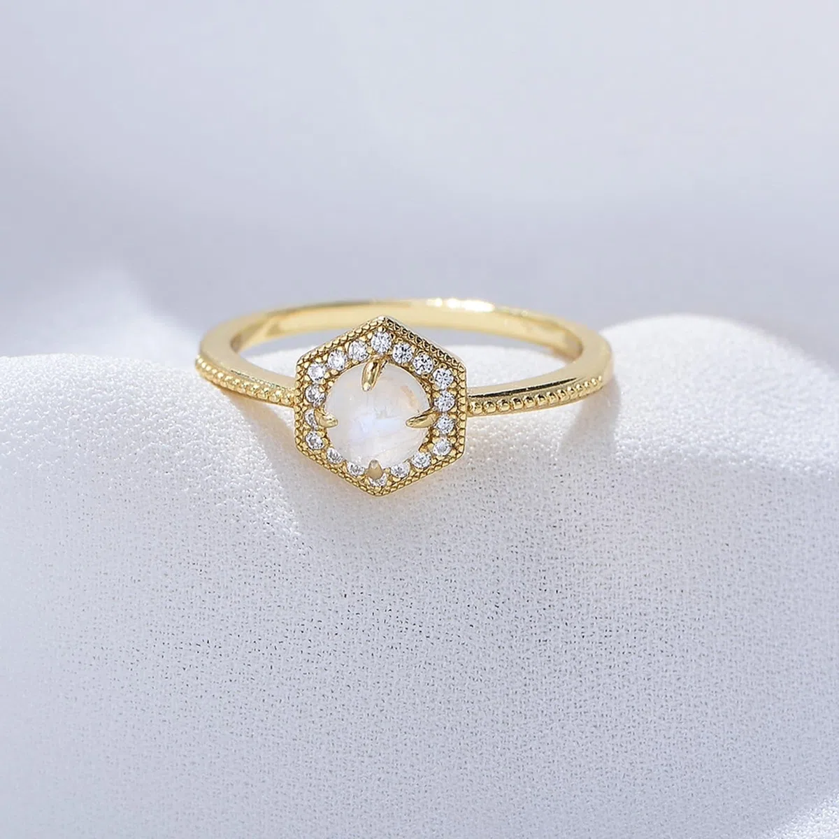Anillo de oro con ópalo para mujer, anillo de boda, oro amarillo halo, anillos de compromiso de oro real de 0,5 ct ópalo alianzas para mujeres