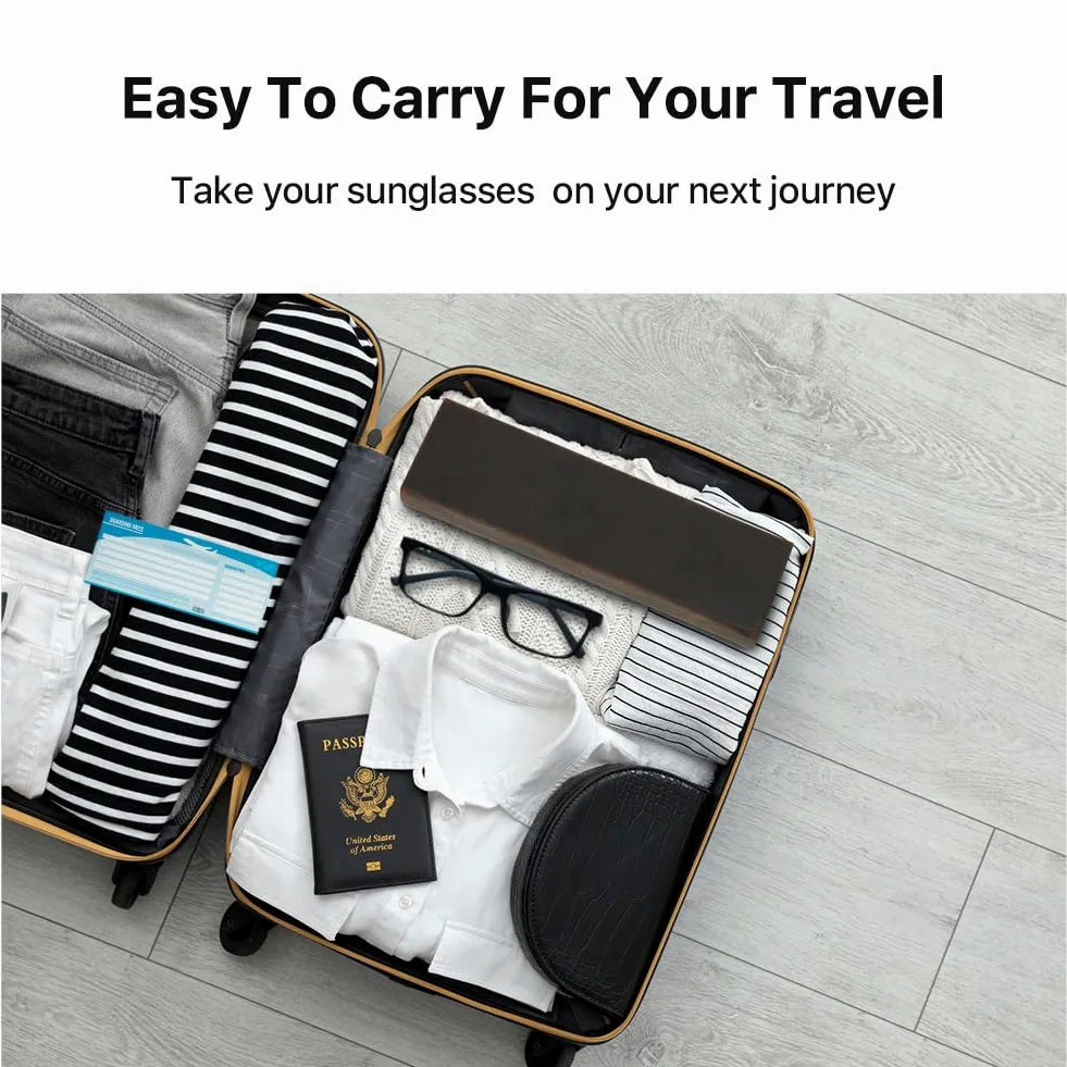 Contacts Caja de almacenamiento de gafas de cuero para hombres y mujeres, soporte para 2/4 lentes de sol, estuche de viaje, organizador de gafas con forro de microfibra y ranura para paño de limpieza