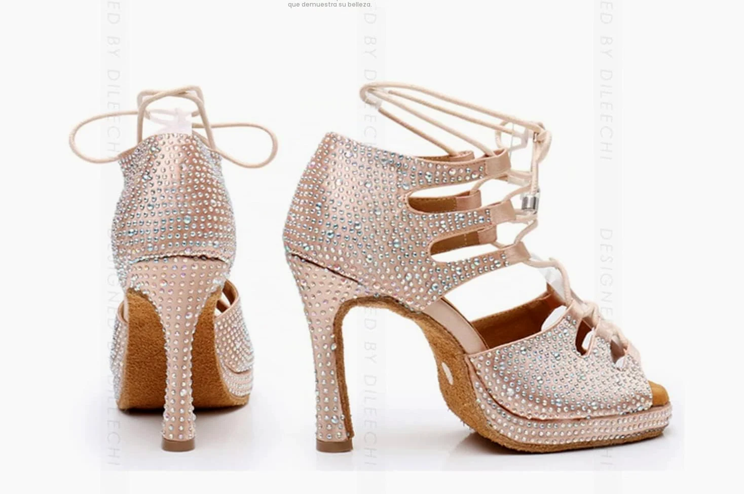 Sandalias modernas de baile latino con cordones para mujer, para boda, fiesta, L425 Plataforma Beige Tacón de 10 cm, 39 EU
