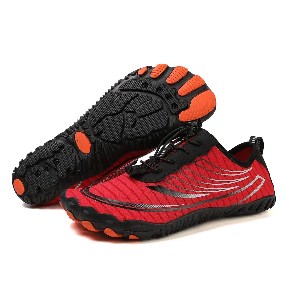 Zapatos Acuáticos para Hombre Mujer, Antideslizantes Secado Rápido, 4cm Amortiguación Drenaje Malla con Protección de Dedos para Playa, Senderismo, Trekking Fluvial, Gimnasio, Urbano