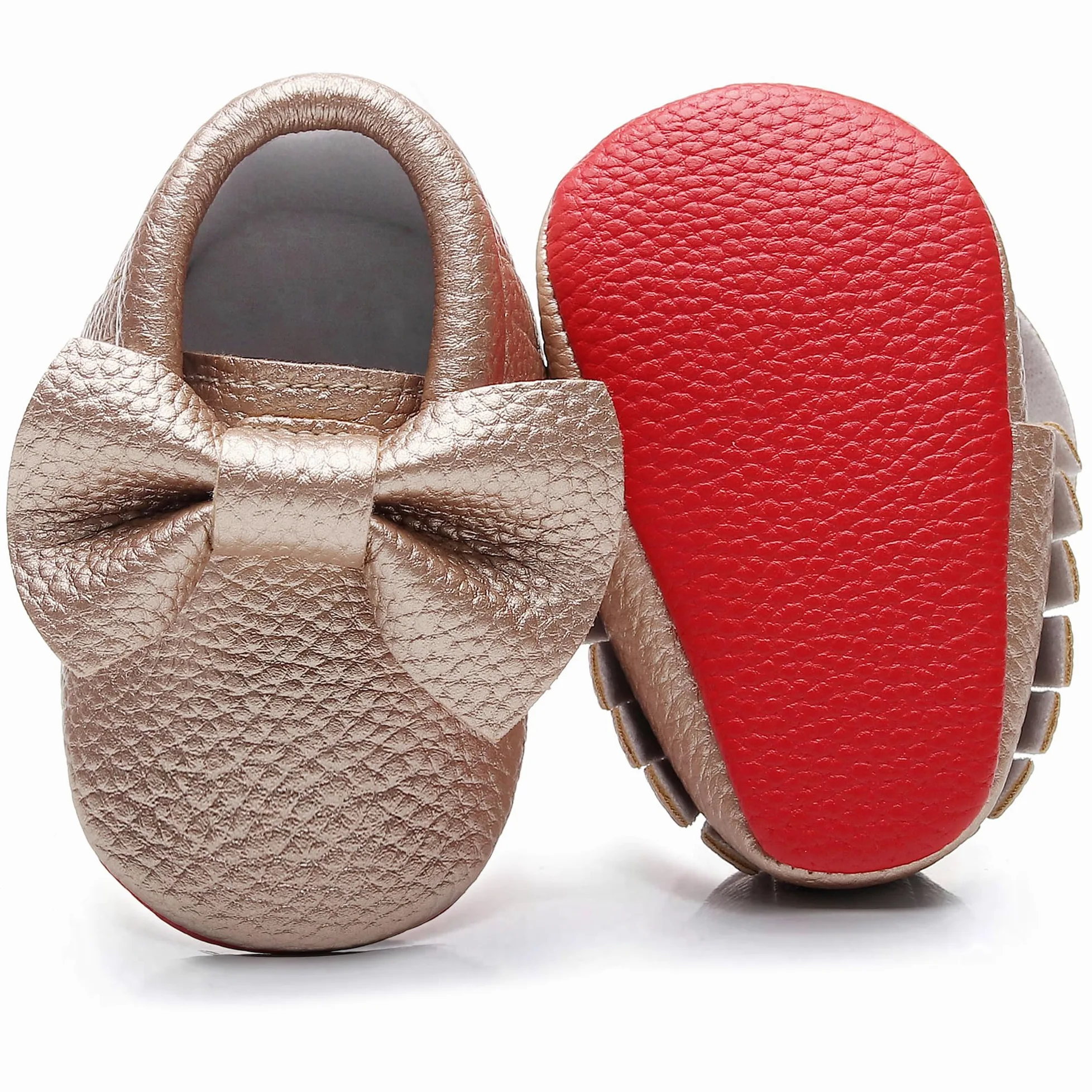 Bebila Mocasines para bebé con Flecos y Doble Lazo, Suela Suave, Zapatos para bebé niñas