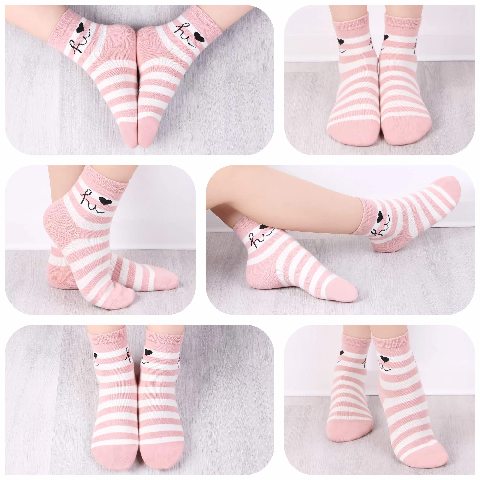 L&K-II 10 pares de calcetines para niñas y niños hechos de algodón al azar para niños con patrón lindo Calcetines para zapatillas de deporte para niños pequeños coloridos 2823