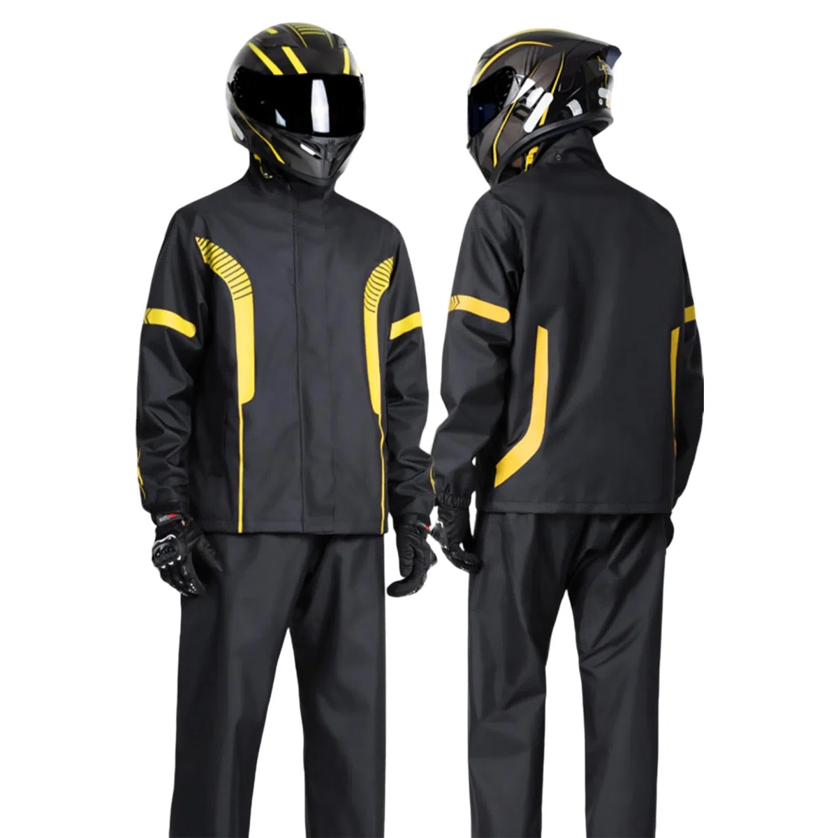Generisch Traje de lluvia para hombre y mujer, combi impermeable de 2 piezas, plegable, resistente al viento, pantalones de lluvia, ligeros, impermeables, para motociclistas, pongee