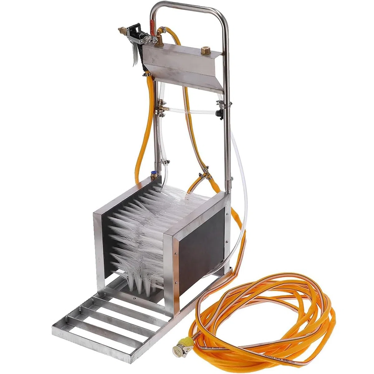Limpiador de botas de granja: limpiador de botas de acero inoxidable con pistola de pulverización de agua para limpieza de 360°, ideal para granjas ganaderas y uso al aire libre