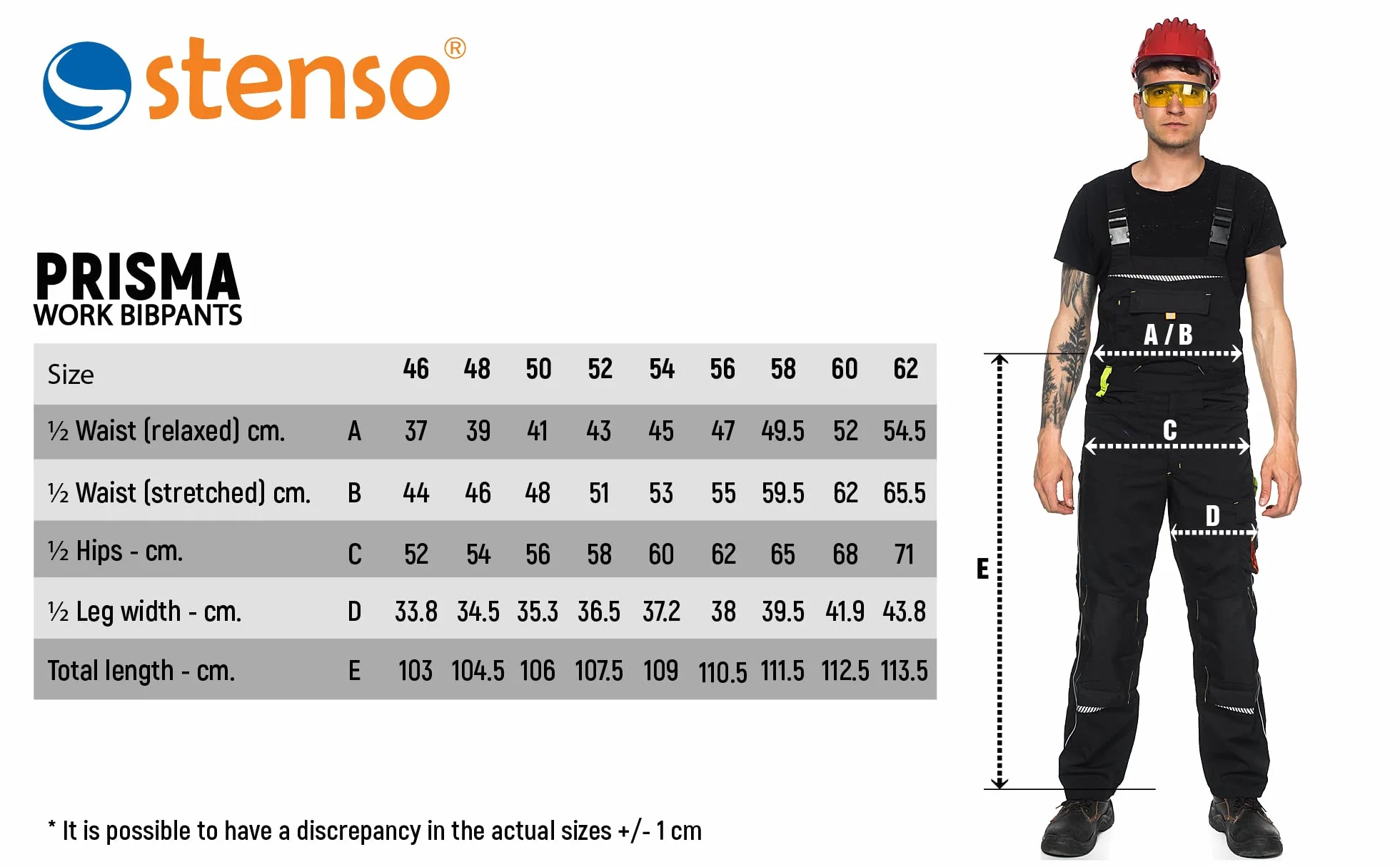 Stenso Prisma Peto de Trabajo para Hombre - Resistentes y con numerosos Bolsillos - Negro EU48