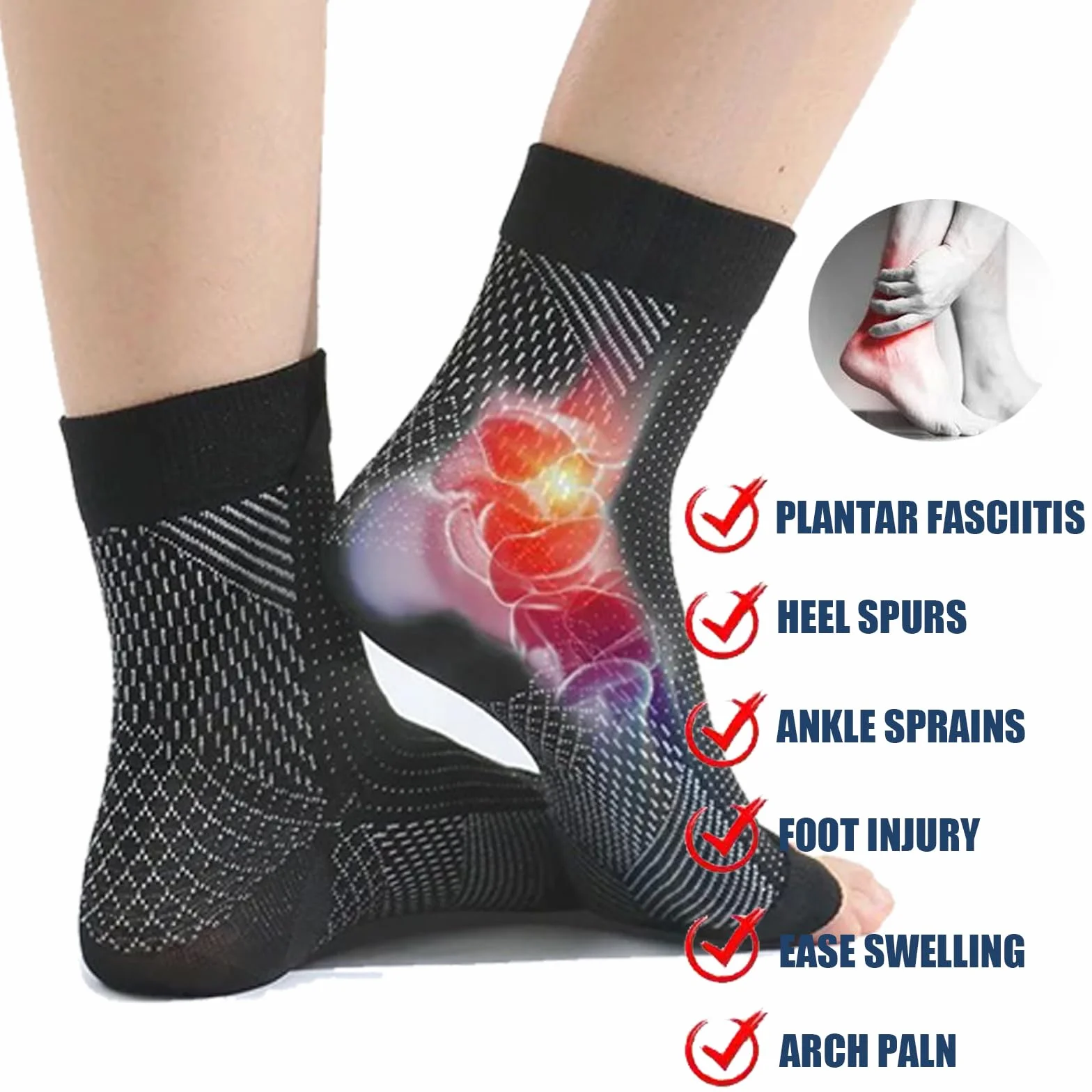 Tieberg Calcetines ortopédicos de compresión para fascitis plantar neuropatía alivio del dolor hombres mujeres
