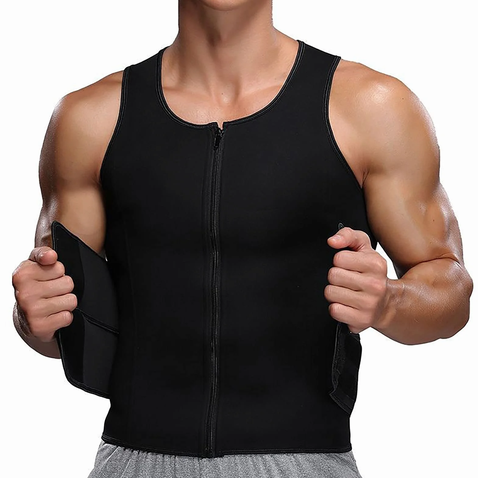 Camiseta Sin Mangas For Hombre, Camiseta Deportiva De Manga Corta, Ropa Deportiva For Hombre, Camiseta Deportiva De Poliuretano Traje Sauna (Color : Noir, Size : 3XL)