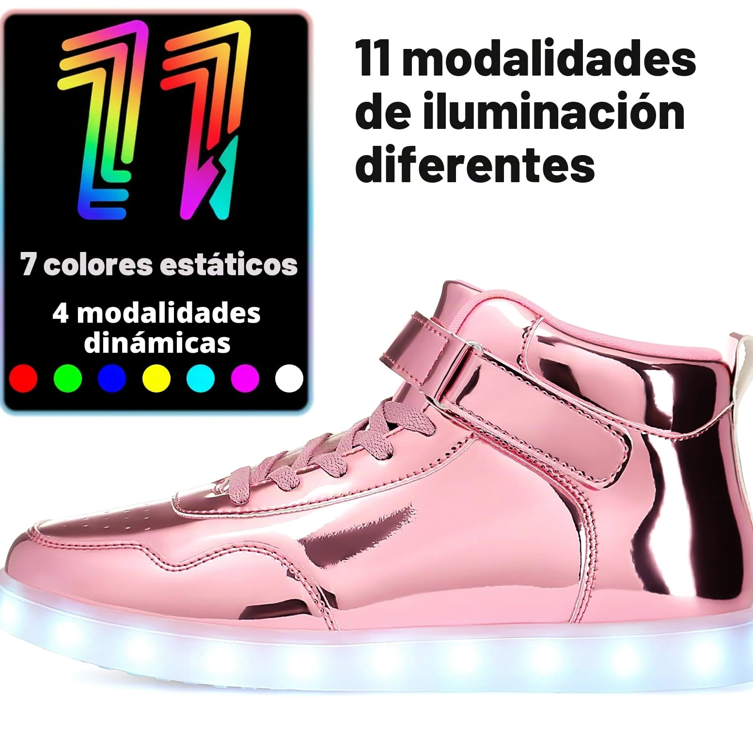 APTESOL 11 Modos LED Zapatillas, Zapatillas Altas con iluminación para Hombres y Mujeres, Zapatos con Luces Intermitentes Recargables por USB