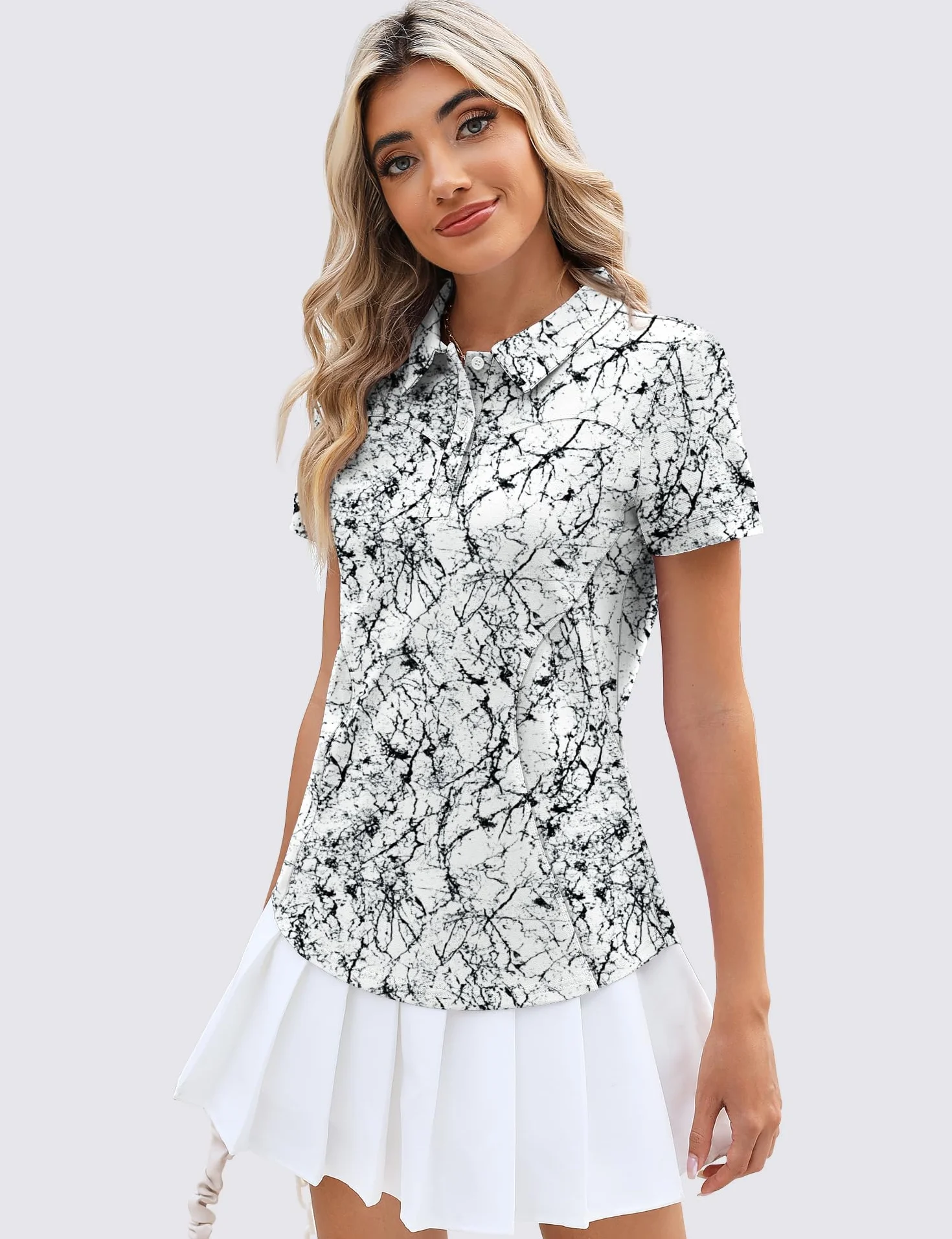 IECCP Polo de golf para mujer manga corta cuello algodón ligera absorbe humedad camiseta verano trabajo informal tenis 3 botones