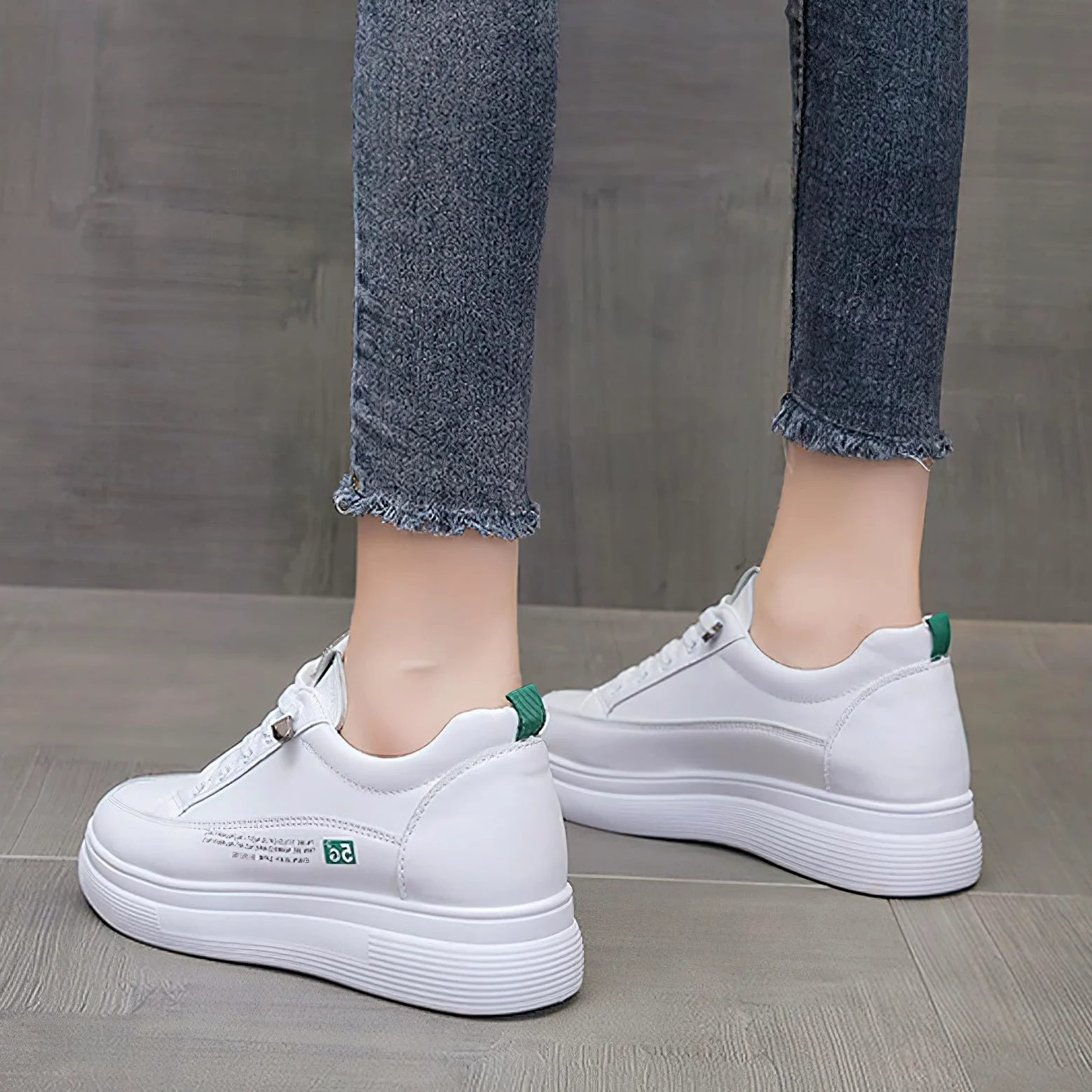 rismart Mujer Oculto Cuña Plataforma Zapatillas Cordones Elásticos Malla Transpirable Casual Zapatos