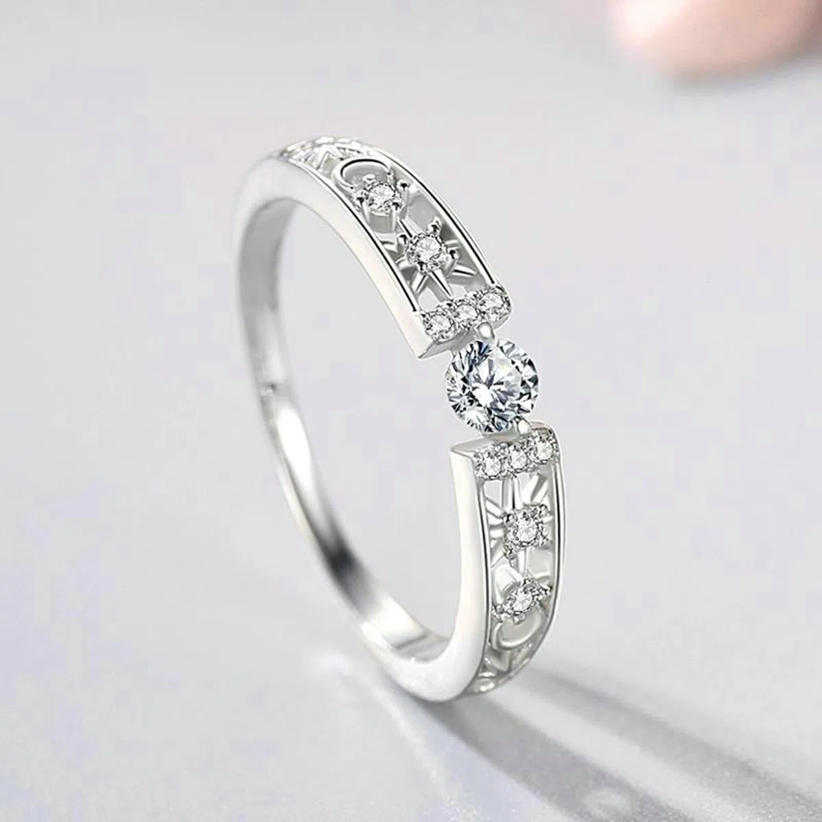 Alianzas de oro auténtico con diamante cultivado en laboratorio, anillo de boda de oro blanco, elegante anillo de boda para mujer