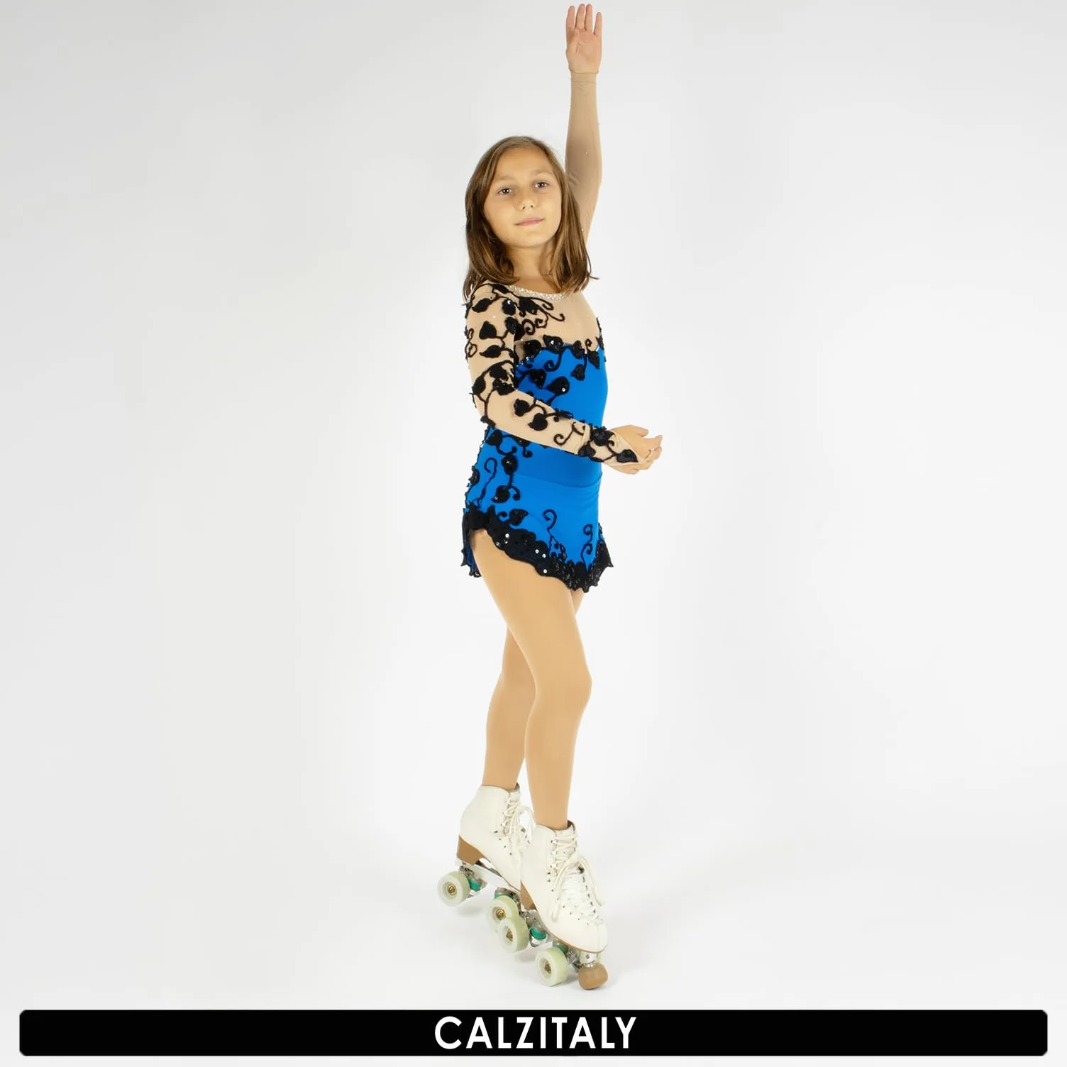 CALZITALY Mallas de patinaje para niñas, medias de patinaje artístico, medias opacas para niñas, 80 DEN, Roller, hielo, fabricadas en Italia