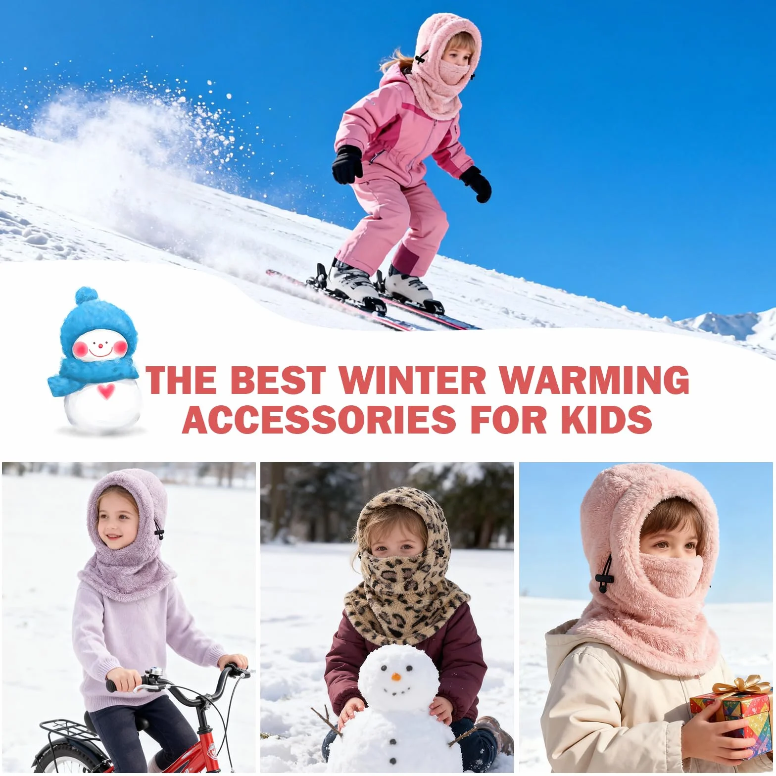 Pasamontañas Térmico Invierno Niños 3-9 Multifuncional Ajustable Máscara Esquí Ciclismo Gorro Forro Polar Cálido Cuello